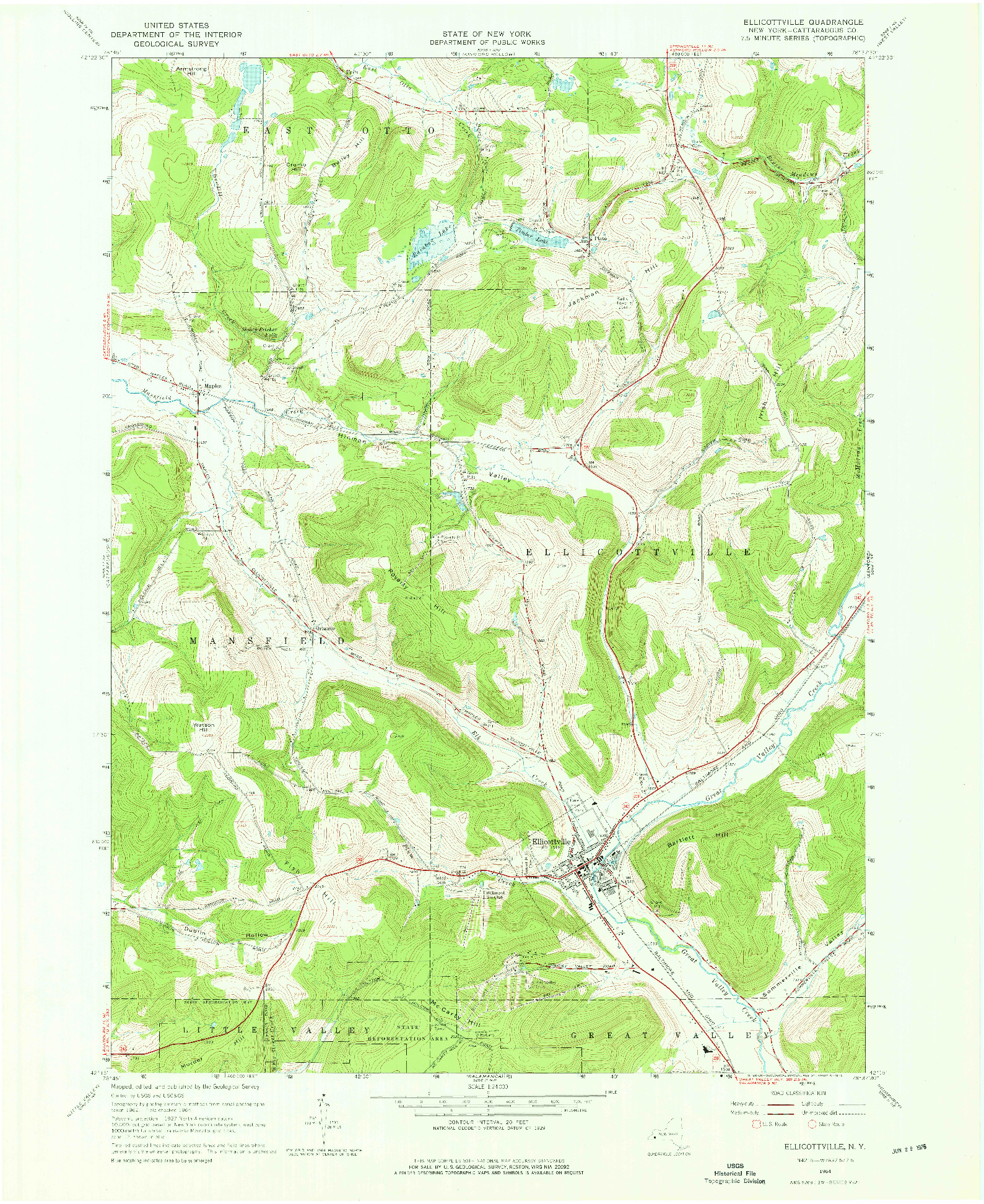 USGS 1:24000-SCALE QUADRANGLE FOR ELLICOTTVILLE, NY 1964
