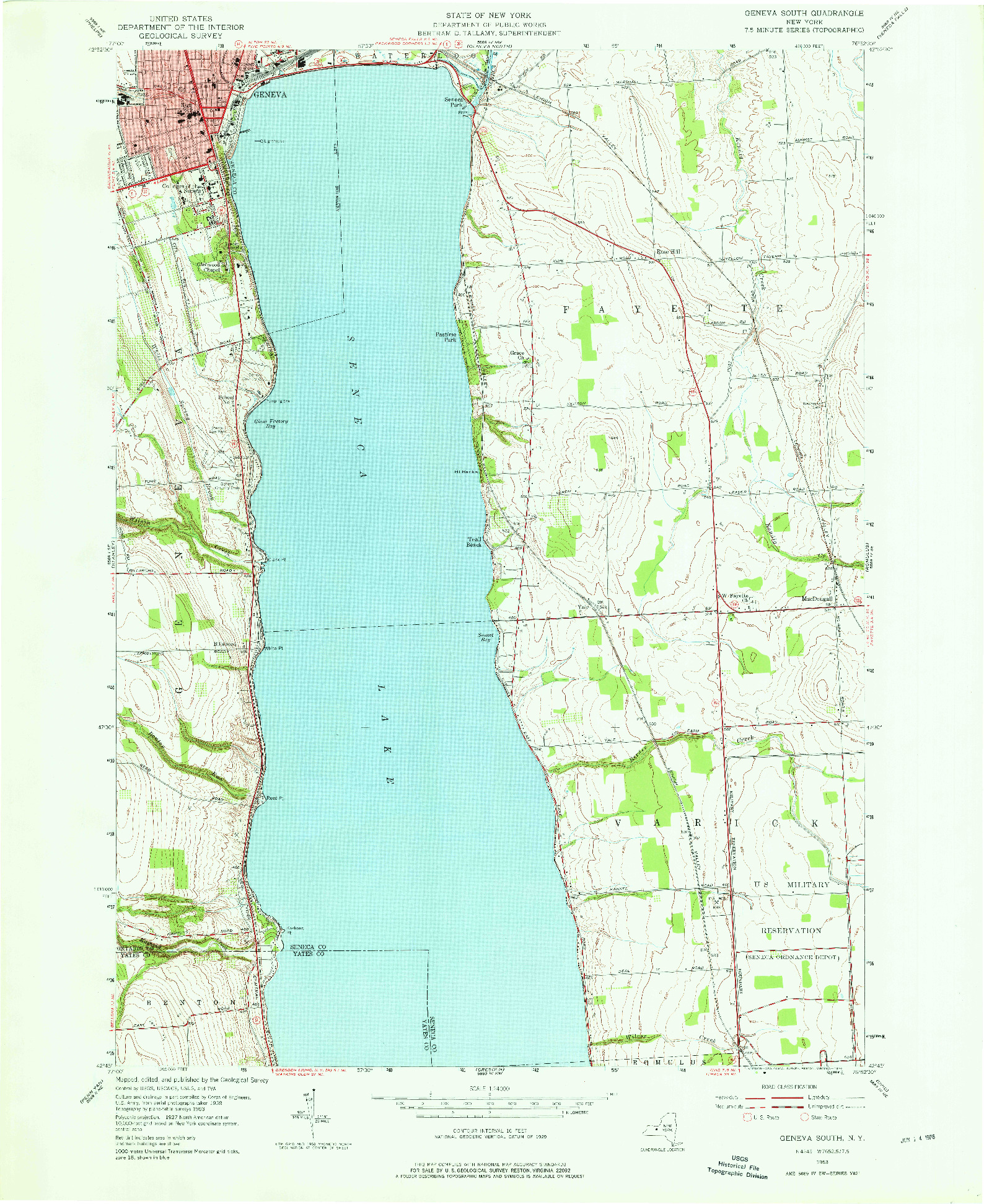 USGS 1:24000-SCALE QUADRANGLE FOR GENEVA SOUTH, NY 1953