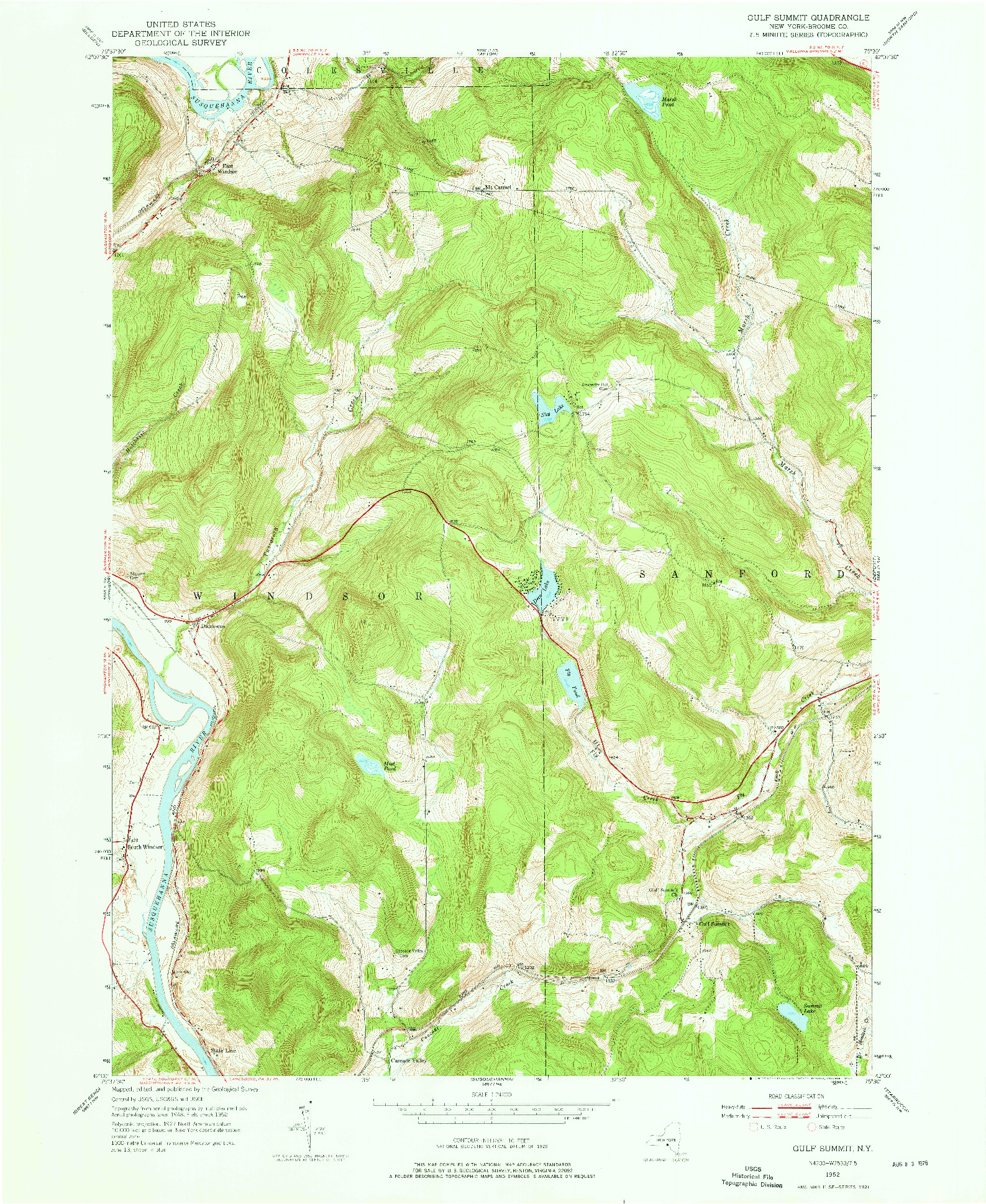 USGS 1:24000-SCALE QUADRANGLE FOR GULF SUMMIT, NY 1952