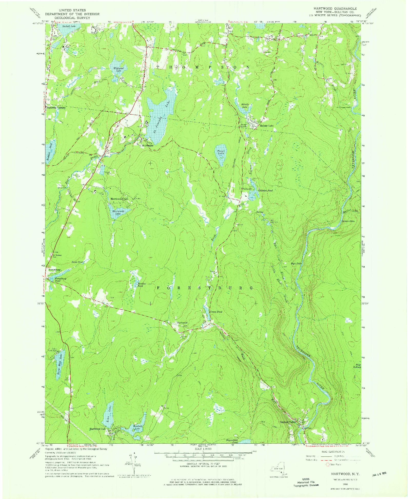 USGS 1:24000-SCALE QUADRANGLE FOR HARTWOOD, NY 1966