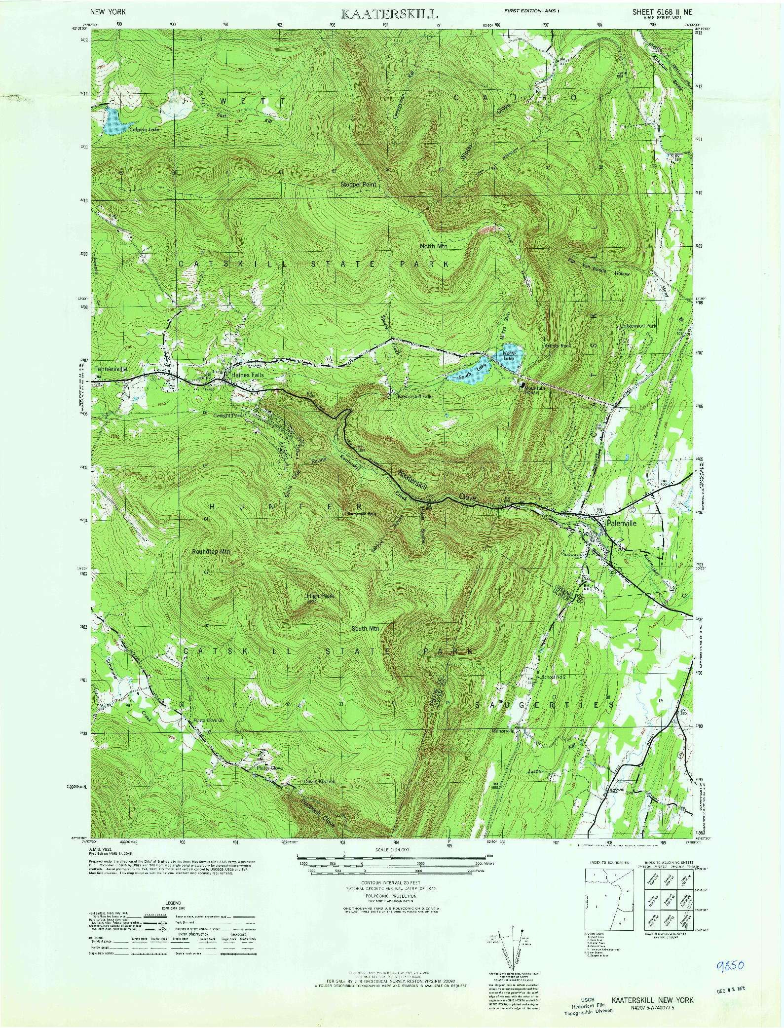 USGS 1:24000-SCALE QUADRANGLE FOR KAATERSKILL, NY 1946