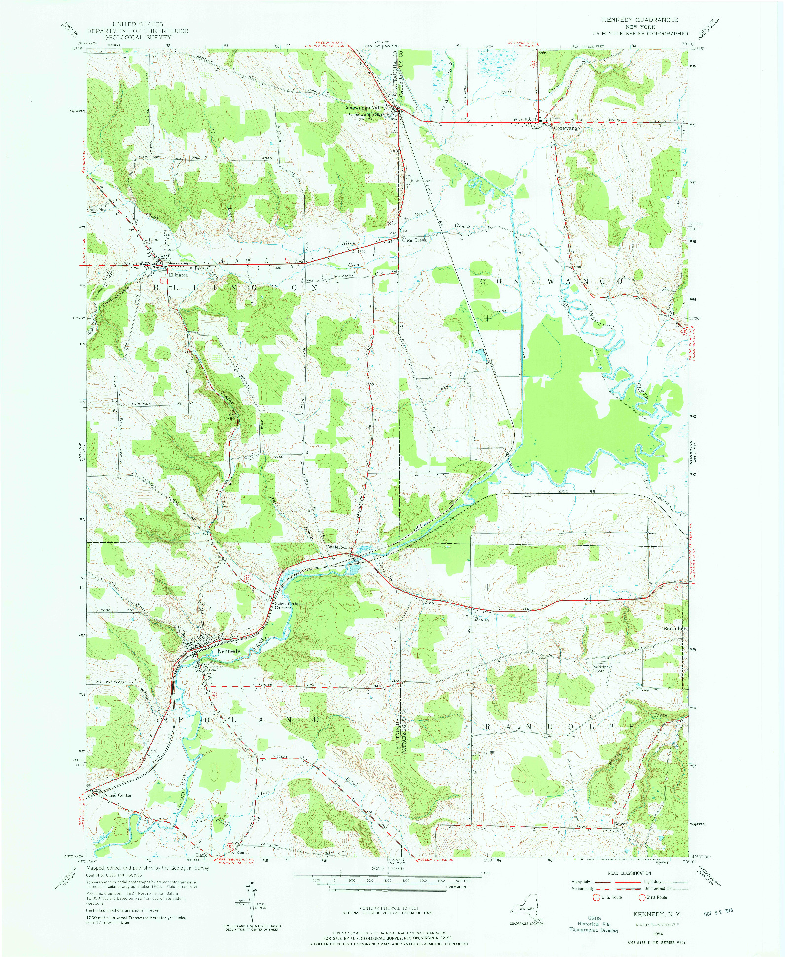 USGS 1:24000-SCALE QUADRANGLE FOR KENNEDY, NY 1954