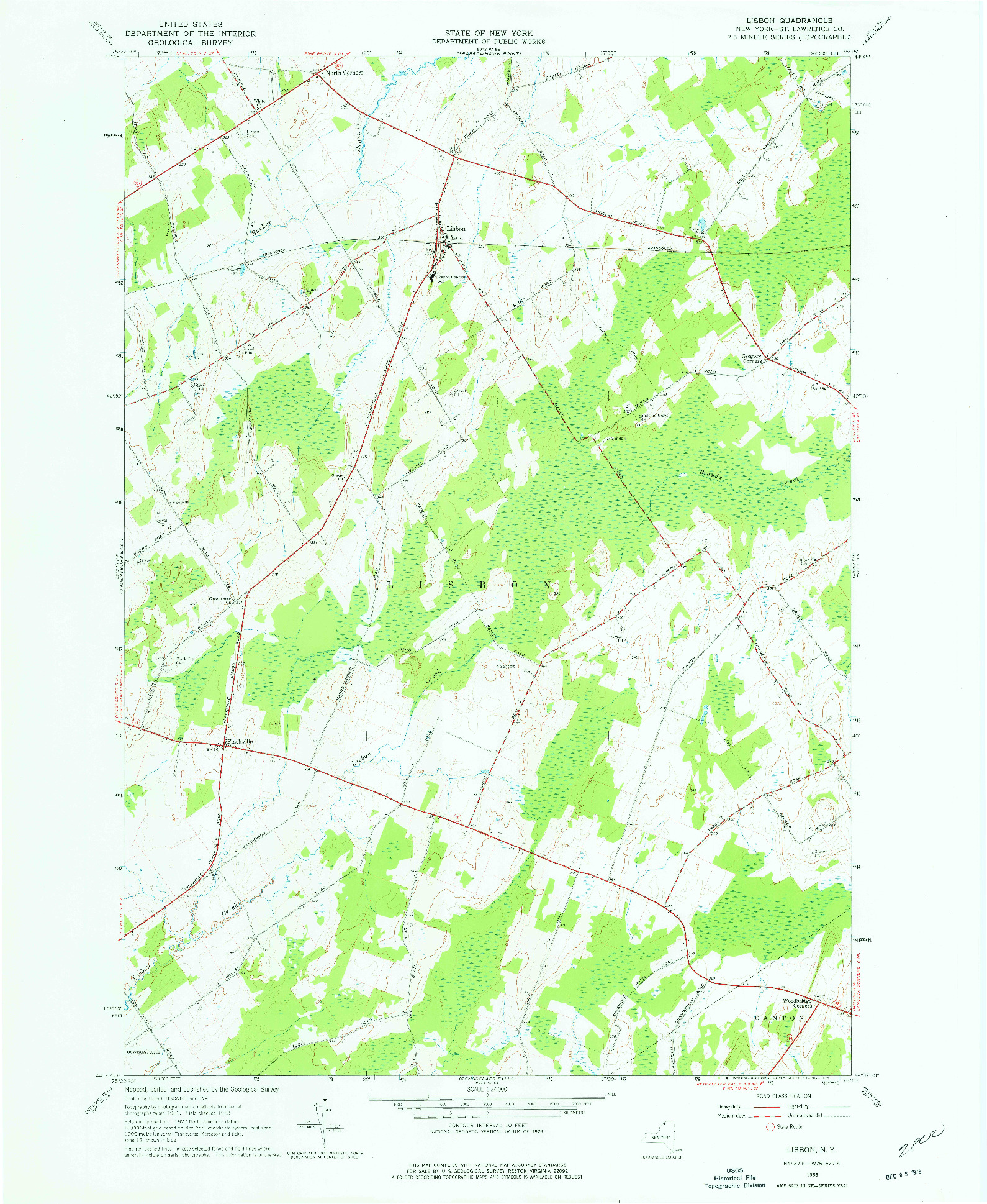 USGS 1:24000-SCALE QUADRANGLE FOR LISBON, NY 1963