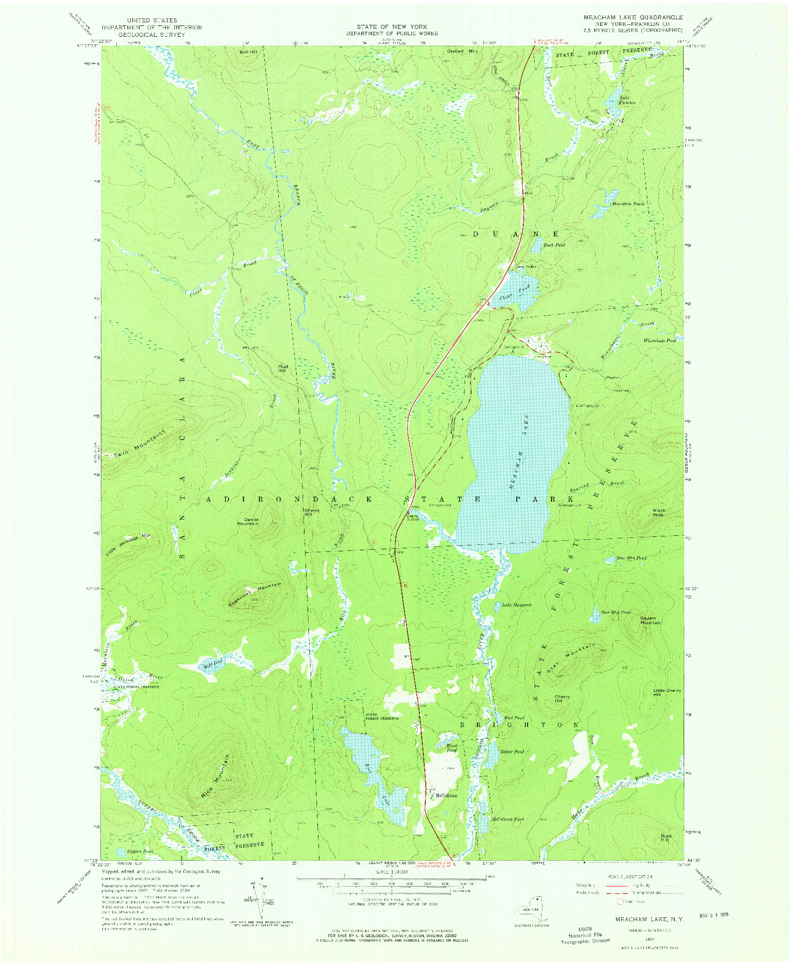 USGS 1:24000-SCALE QUADRANGLE FOR MEACHAM LAKE, NY 1964