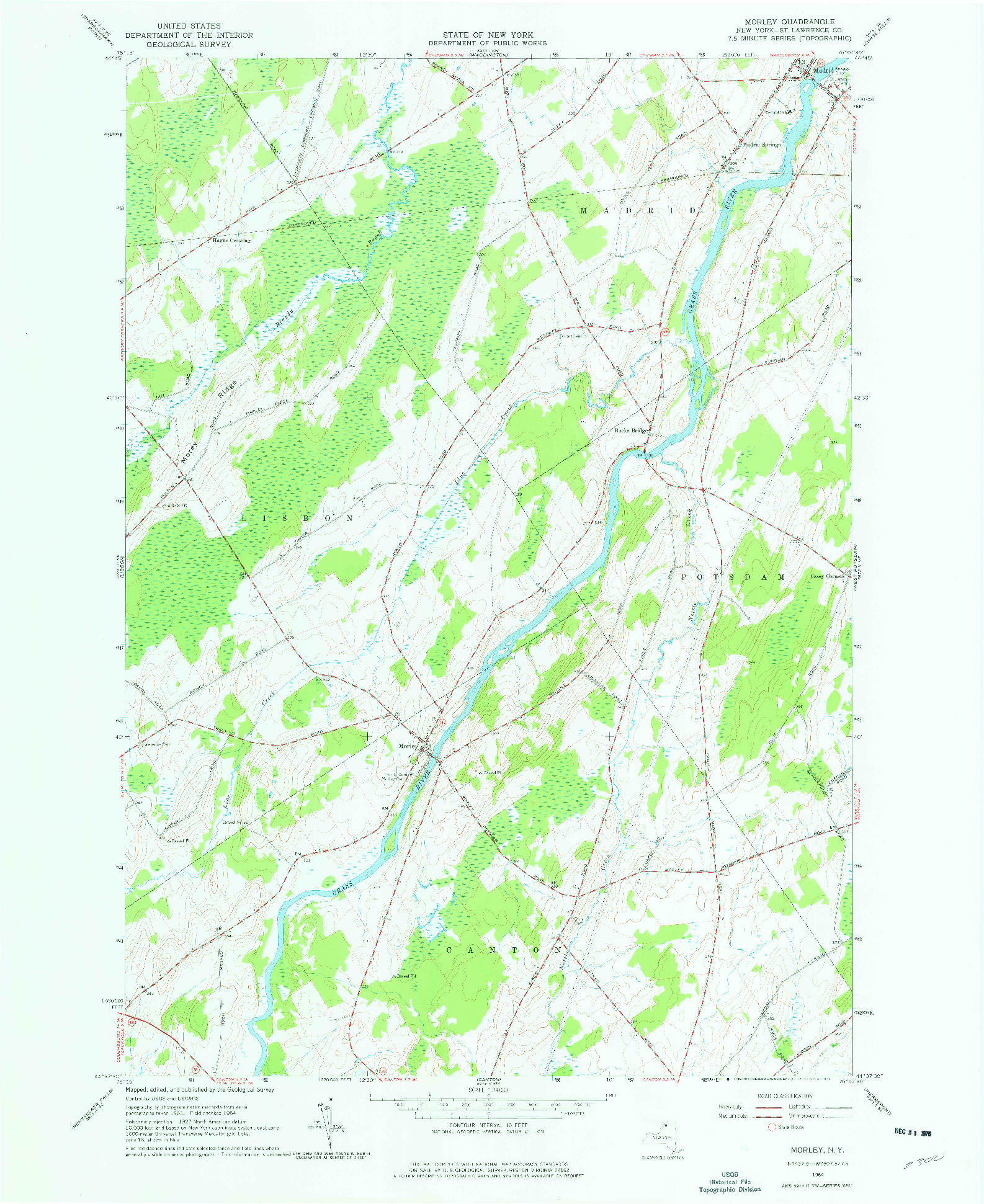USGS 1:24000-SCALE QUADRANGLE FOR MORLEY, NY 1964