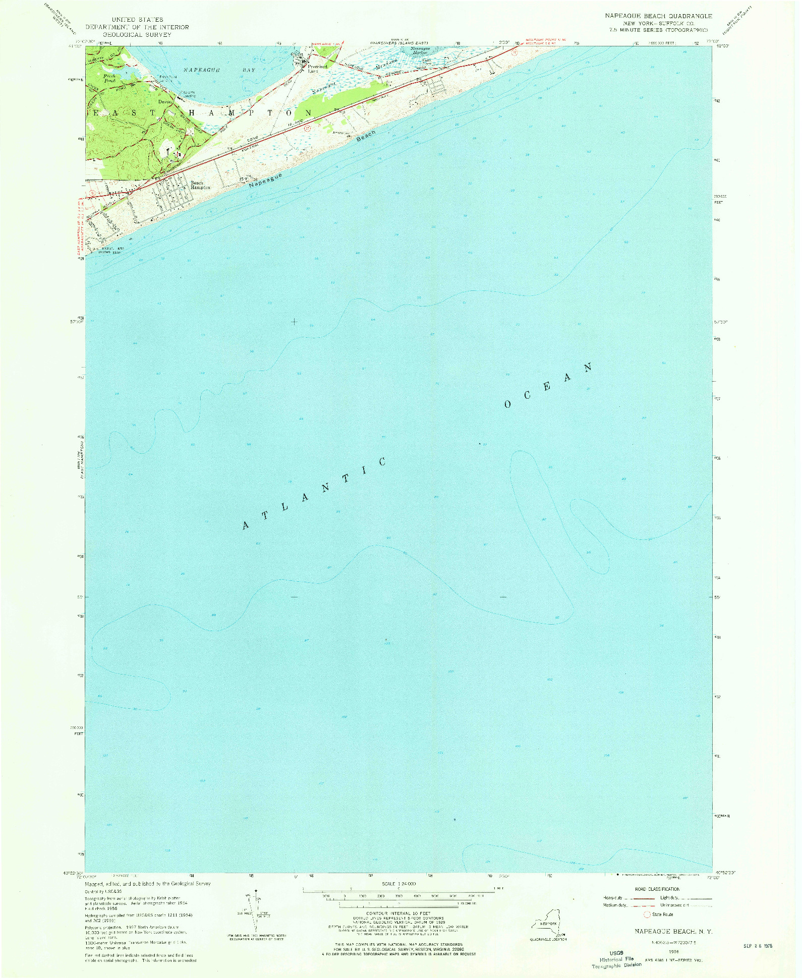USGS 1:24000-SCALE QUADRANGLE FOR NAPEAGUE BEACH, NY 1956