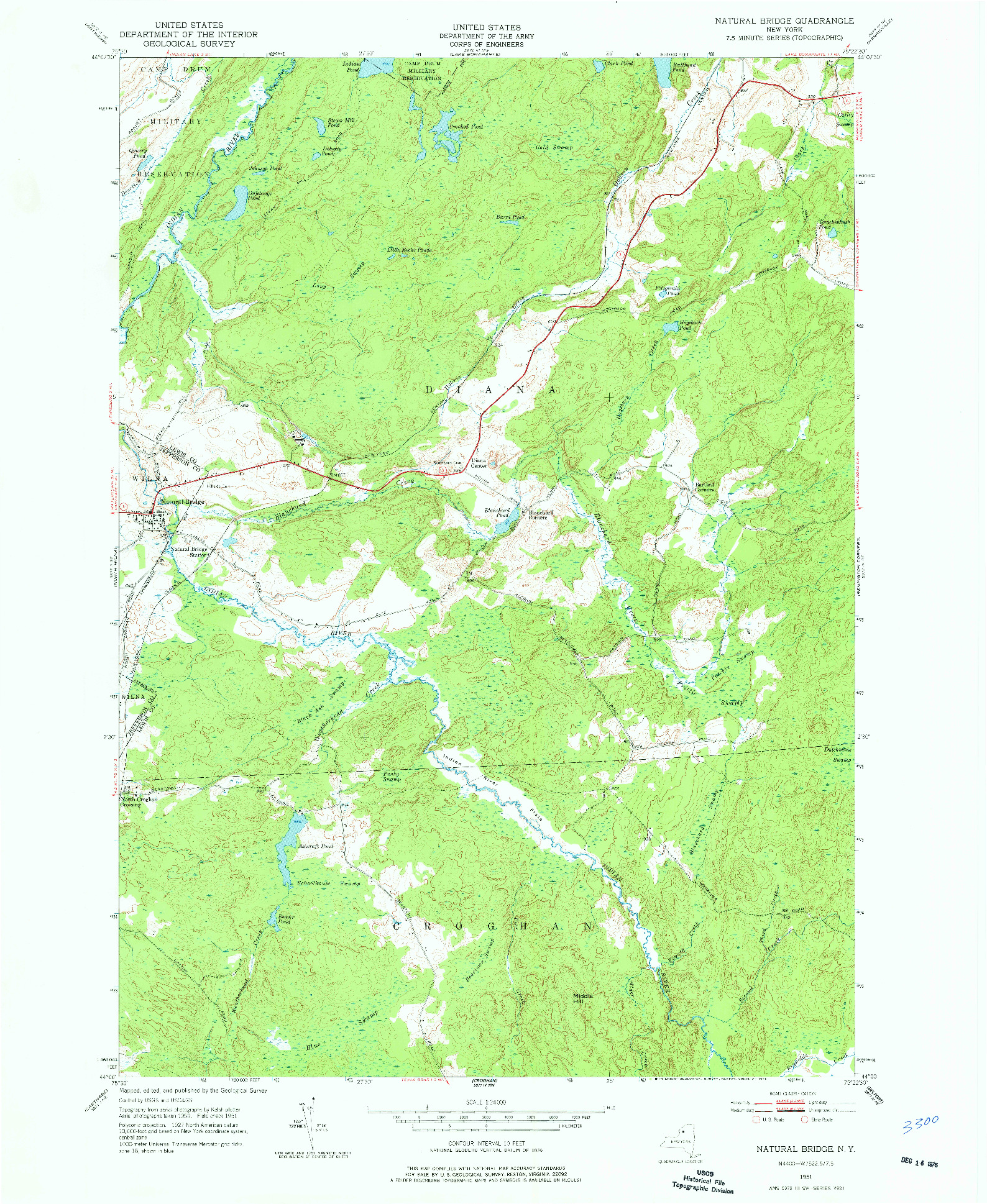 USGS 1:24000-SCALE QUADRANGLE FOR NATURAL BRIDGE, NY 1951