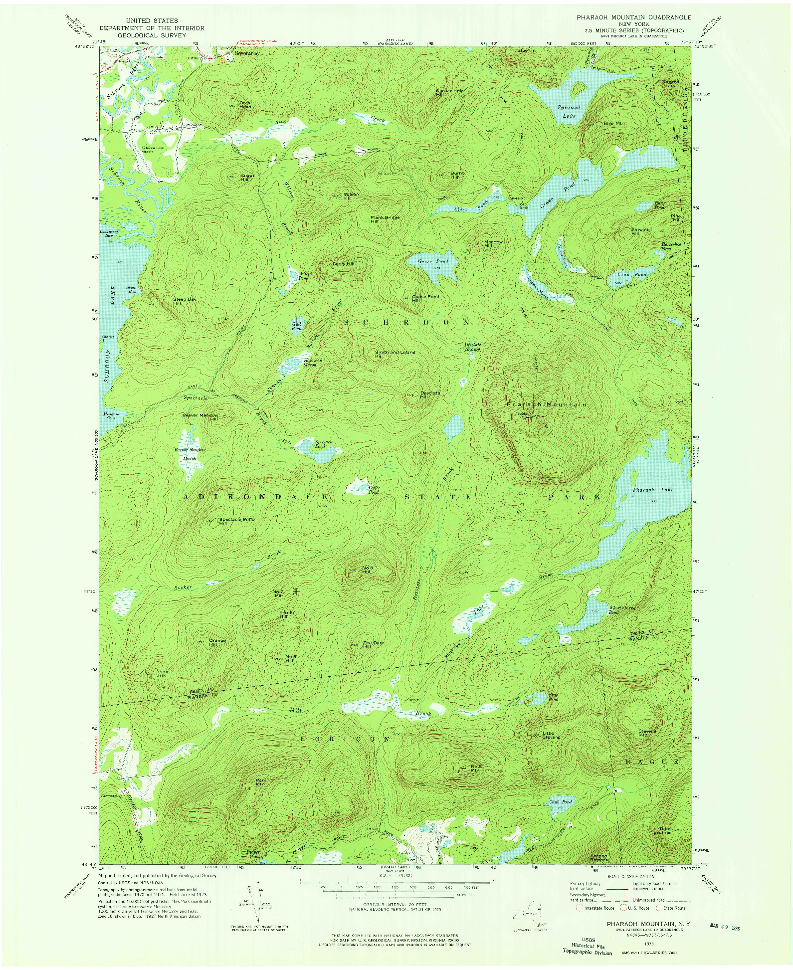 USGS 1:24000-SCALE QUADRANGLE FOR PHARAOH MOUNTAIN, NY 1973