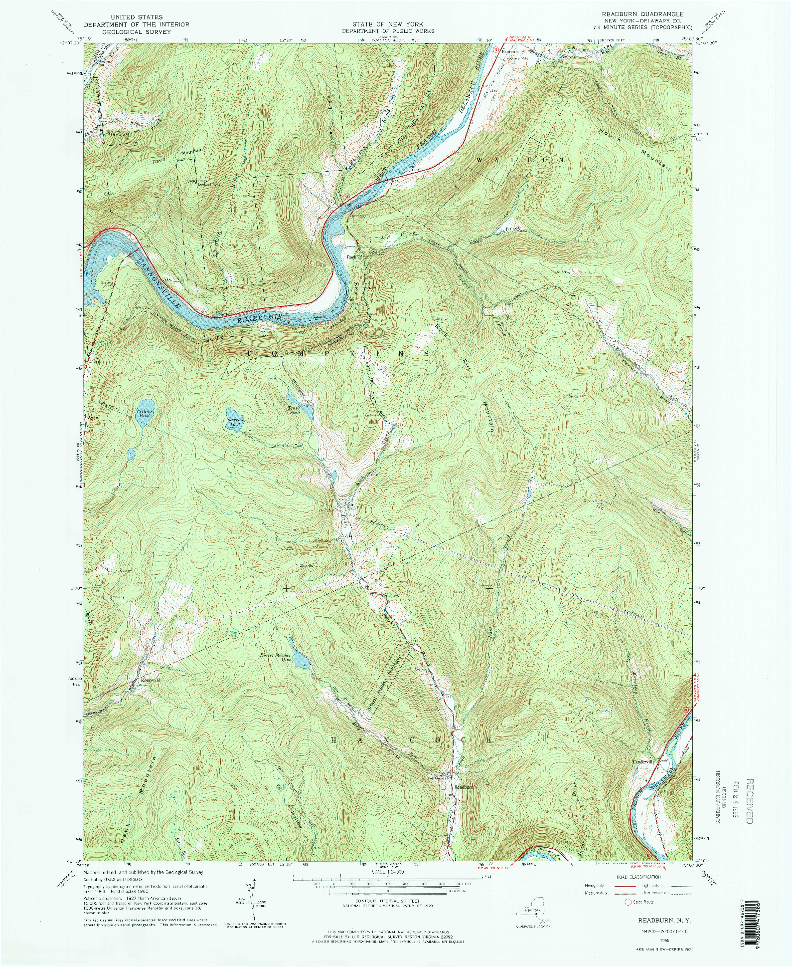 USGS 1:24000-SCALE QUADRANGLE FOR READBURN, NY 1965