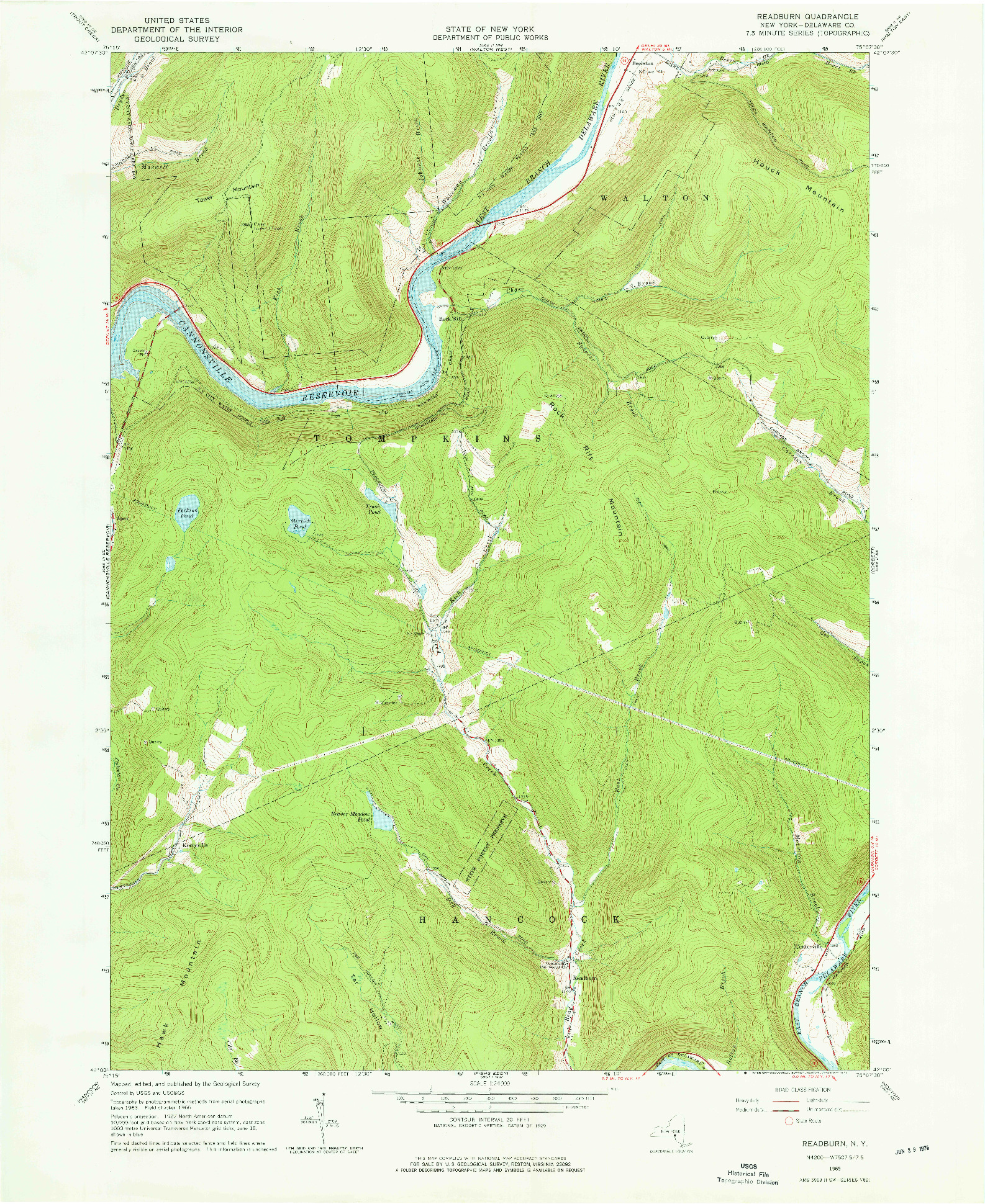 USGS 1:24000-SCALE QUADRANGLE FOR READBURN, NY 1965