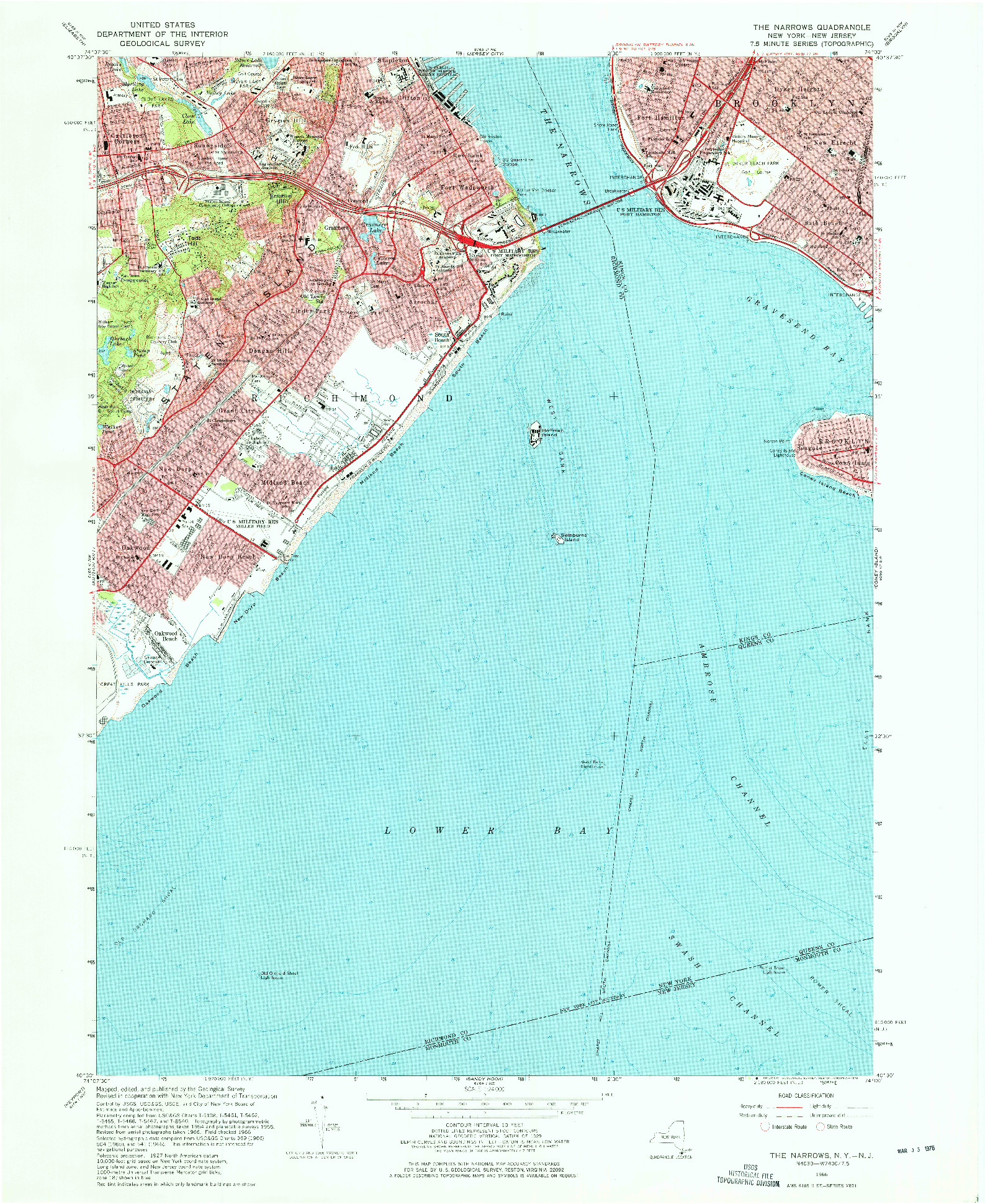 USGS 1:24000-SCALE QUADRANGLE FOR THE NARROWS, NY 1966