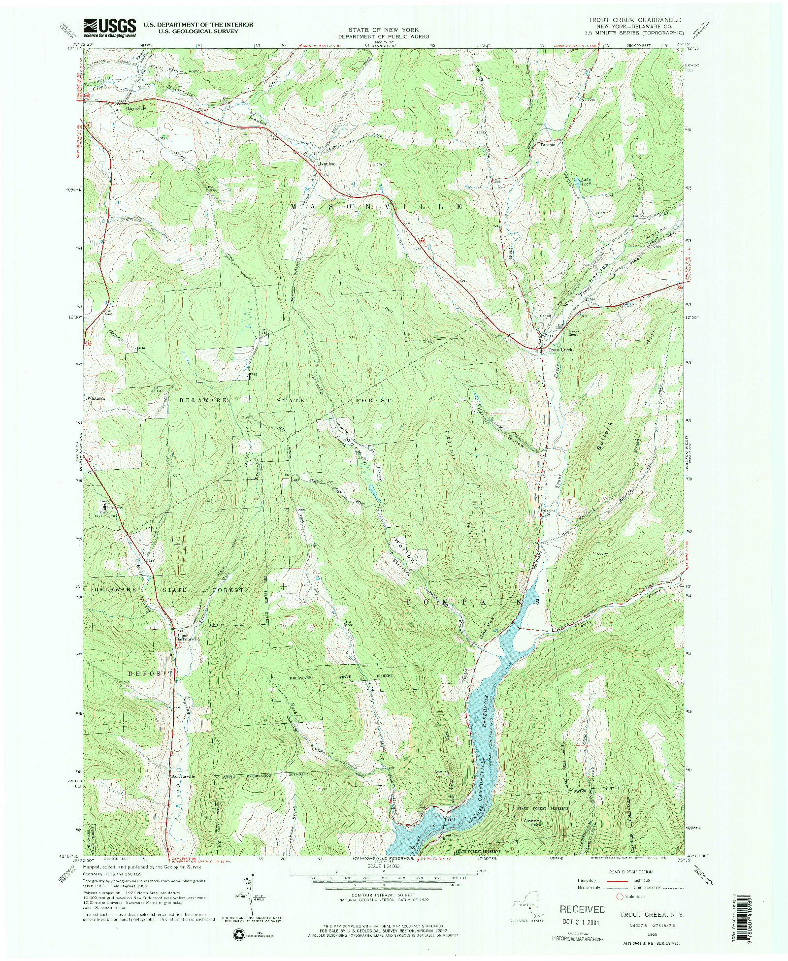 USGS 1:24000-SCALE QUADRANGLE FOR TROUT CREEK, NY 1965