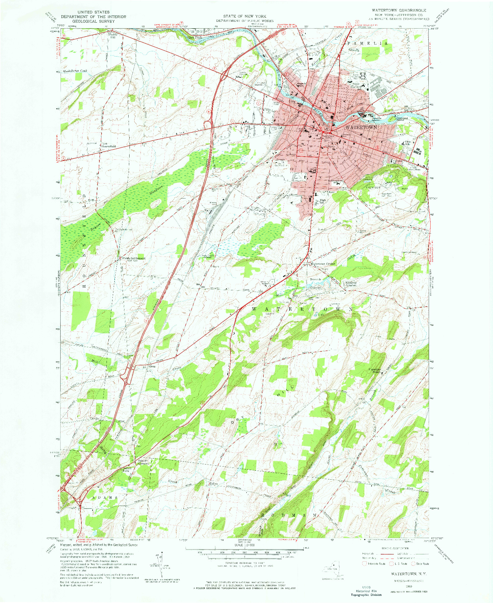 USGS 1:24000-SCALE QUADRANGLE FOR WATERTOWN, NY 1959