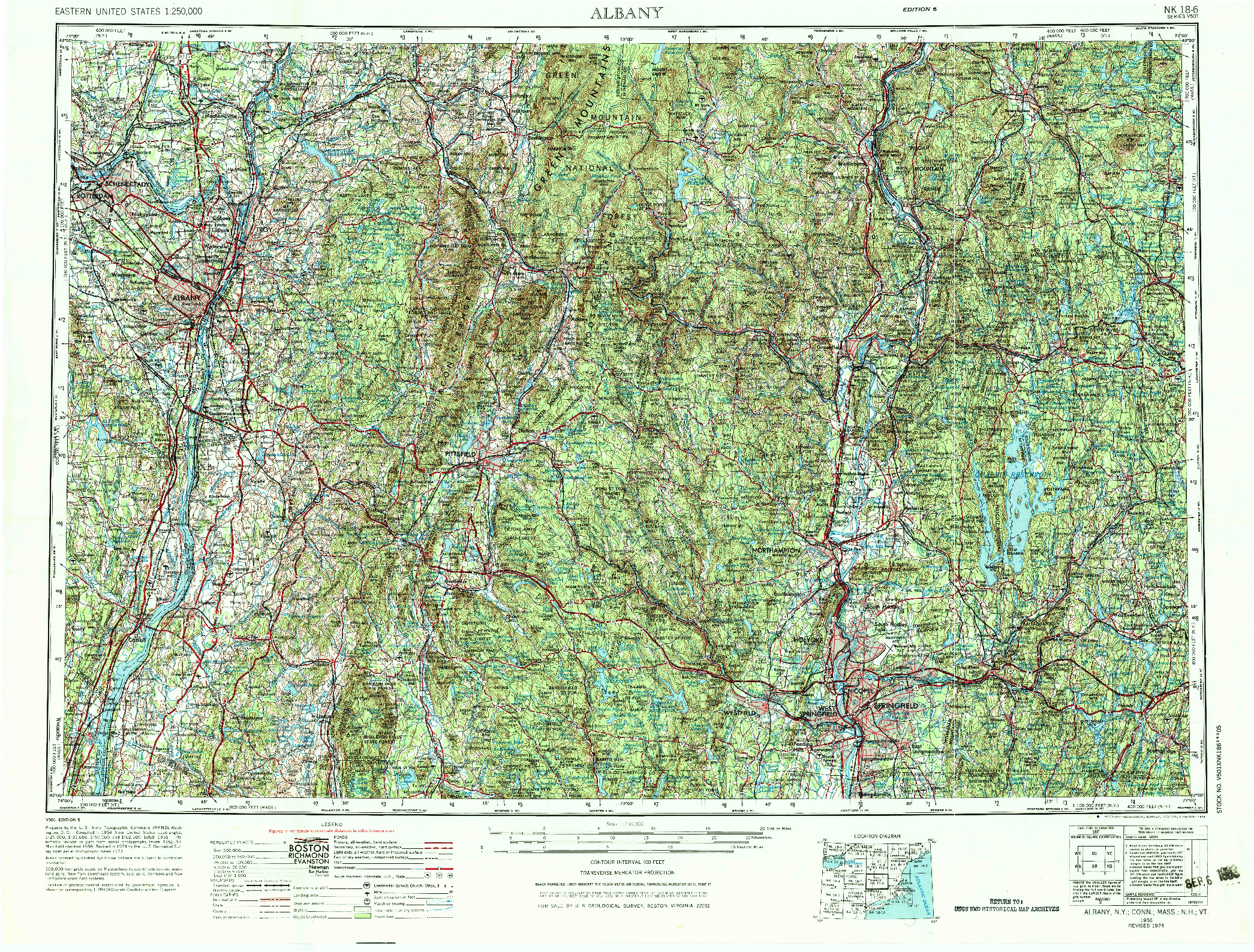 USGS 1:250000-SCALE QUADRANGLE FOR ALBANY, NY 1956
