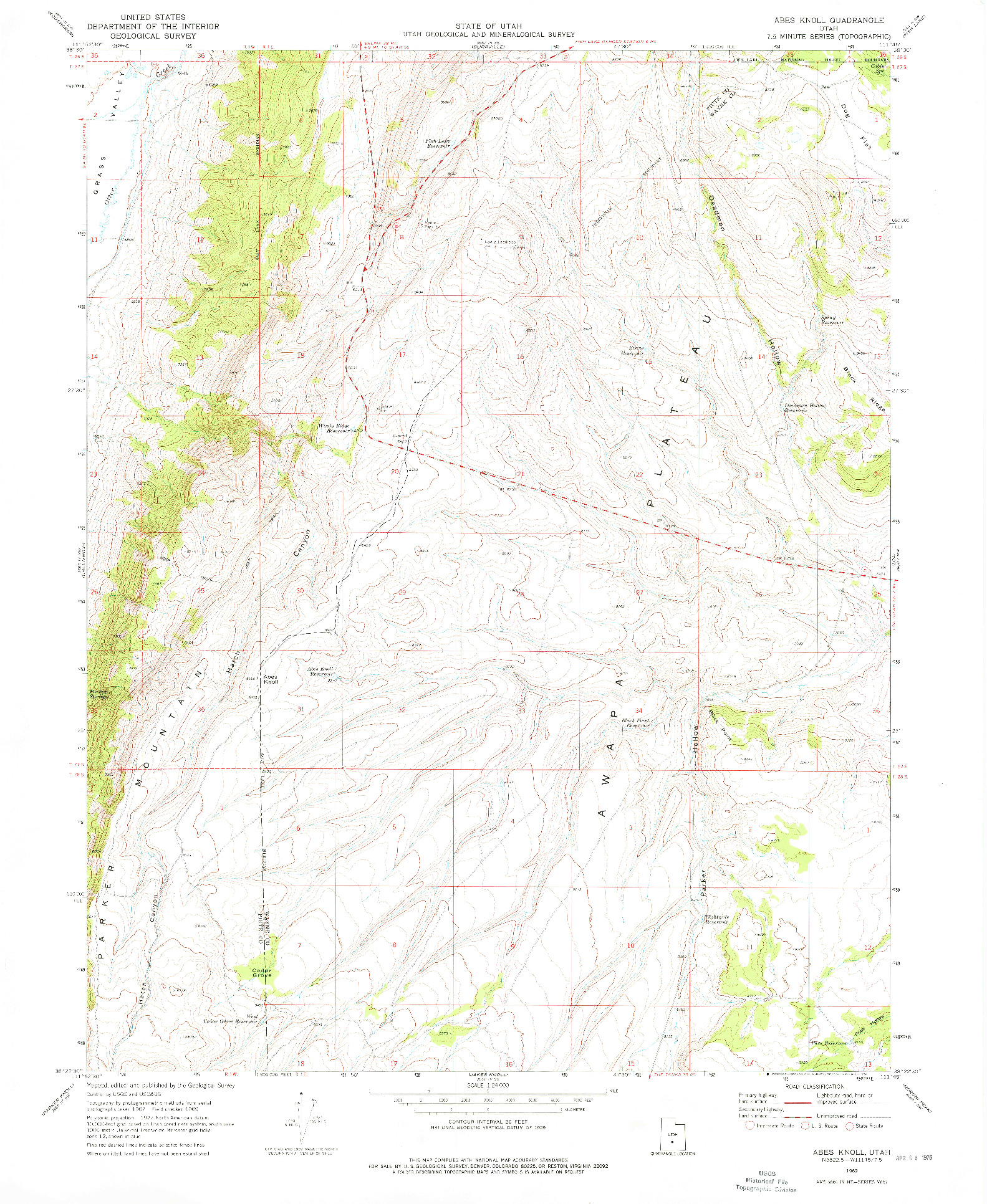 USGS 1:24000-SCALE QUADRANGLE FOR ABES KNOLL, UT 1969