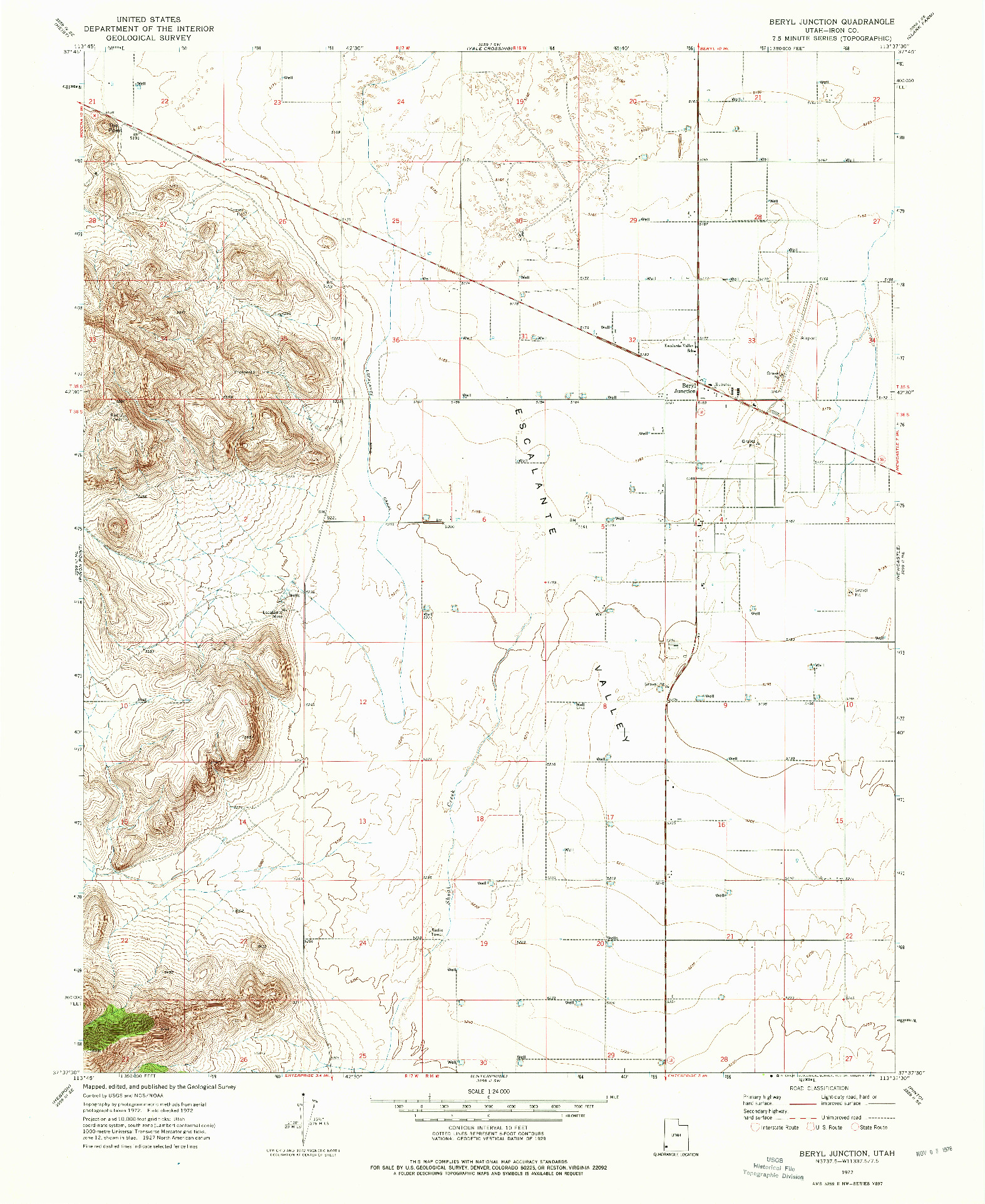 USGS 1:24000-SCALE QUADRANGLE FOR BERYL JUNCTION, UT 1972