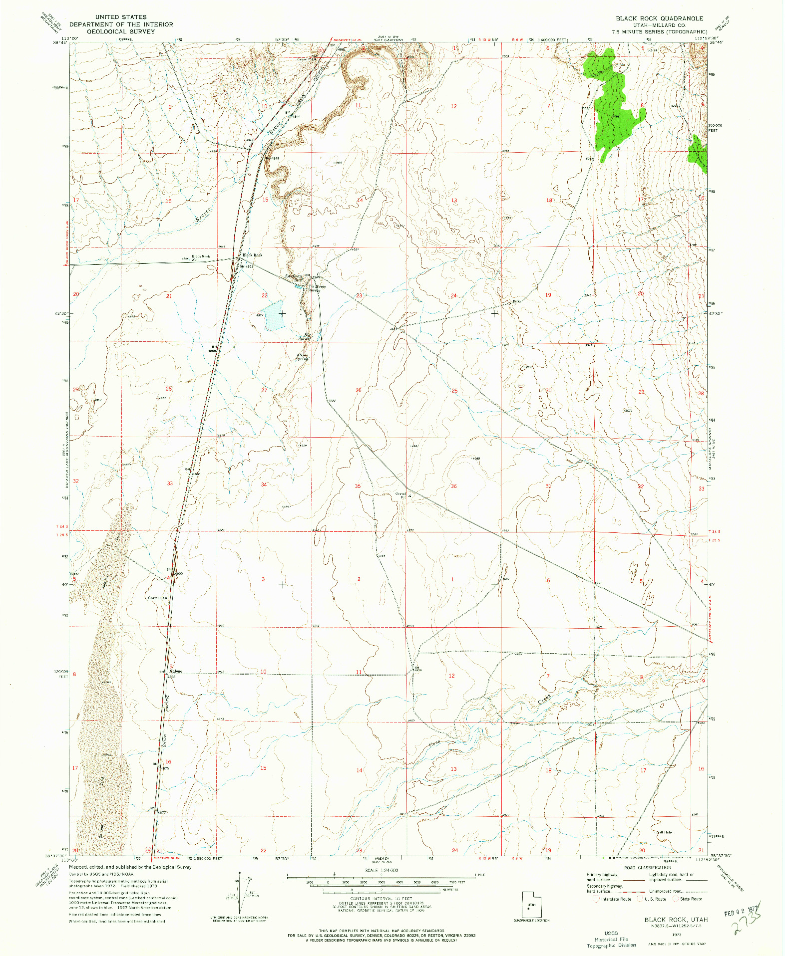 USGS 1:24000-SCALE QUADRANGLE FOR BLACK ROCK, UT 1973