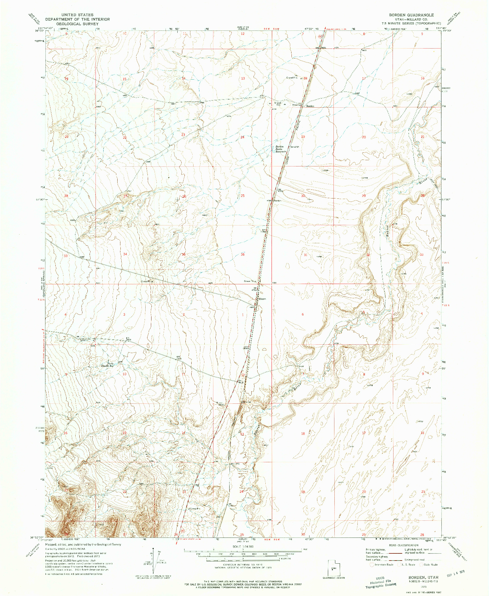 USGS 1:24000-SCALE QUADRANGLE FOR BORDEN, UT 1973