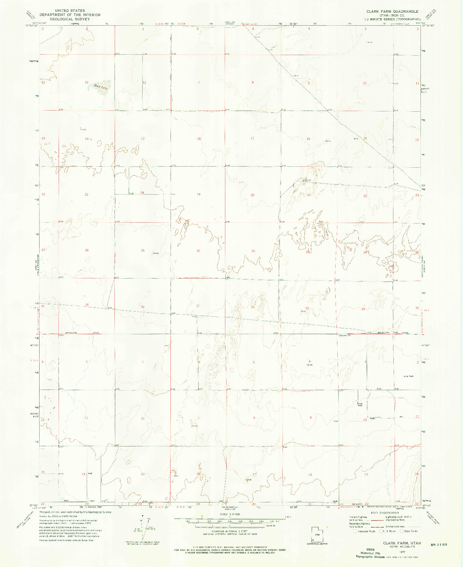 USGS 1:24000-SCALE QUADRANGLE FOR CLARK FARM, UT 1972