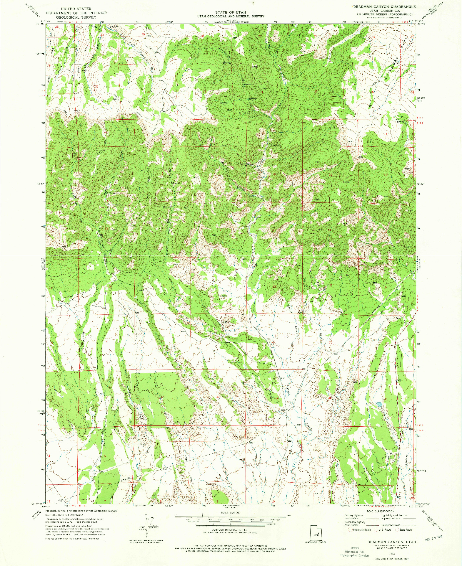 USGS 1:24000-SCALE QUADRANGLE FOR DEADMAN CANYON, UT 1972