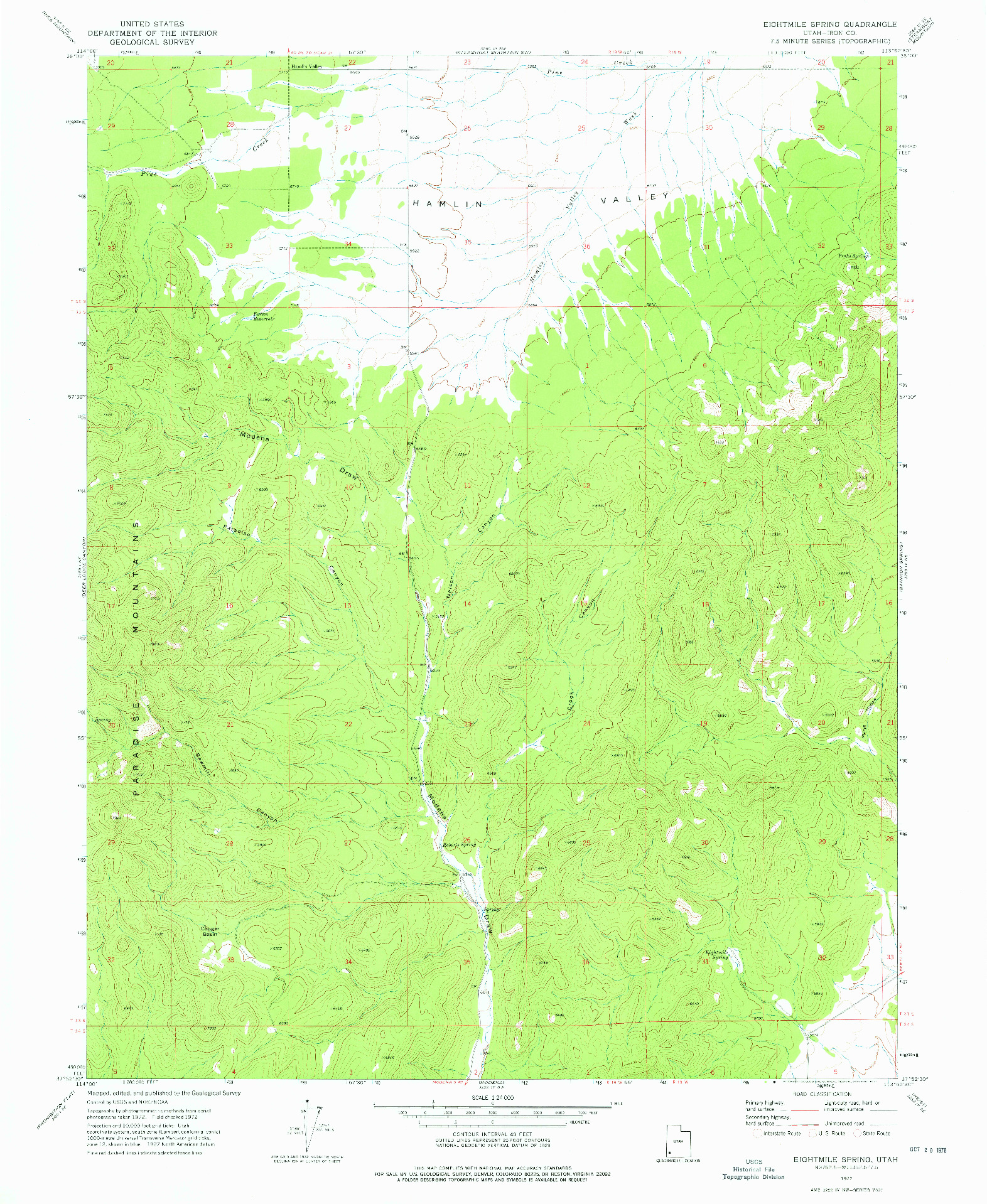 USGS 1:24000-SCALE QUADRANGLE FOR EIGHTMILE SPRING, UT 1972