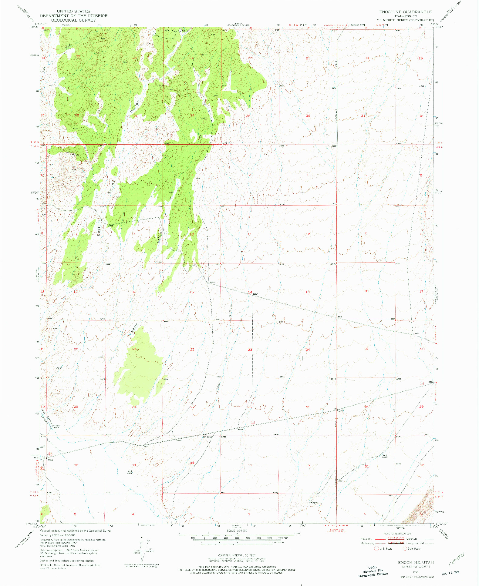 USGS 1:24000-SCALE QUADRANGLE FOR ENOCH NE, UT 1950