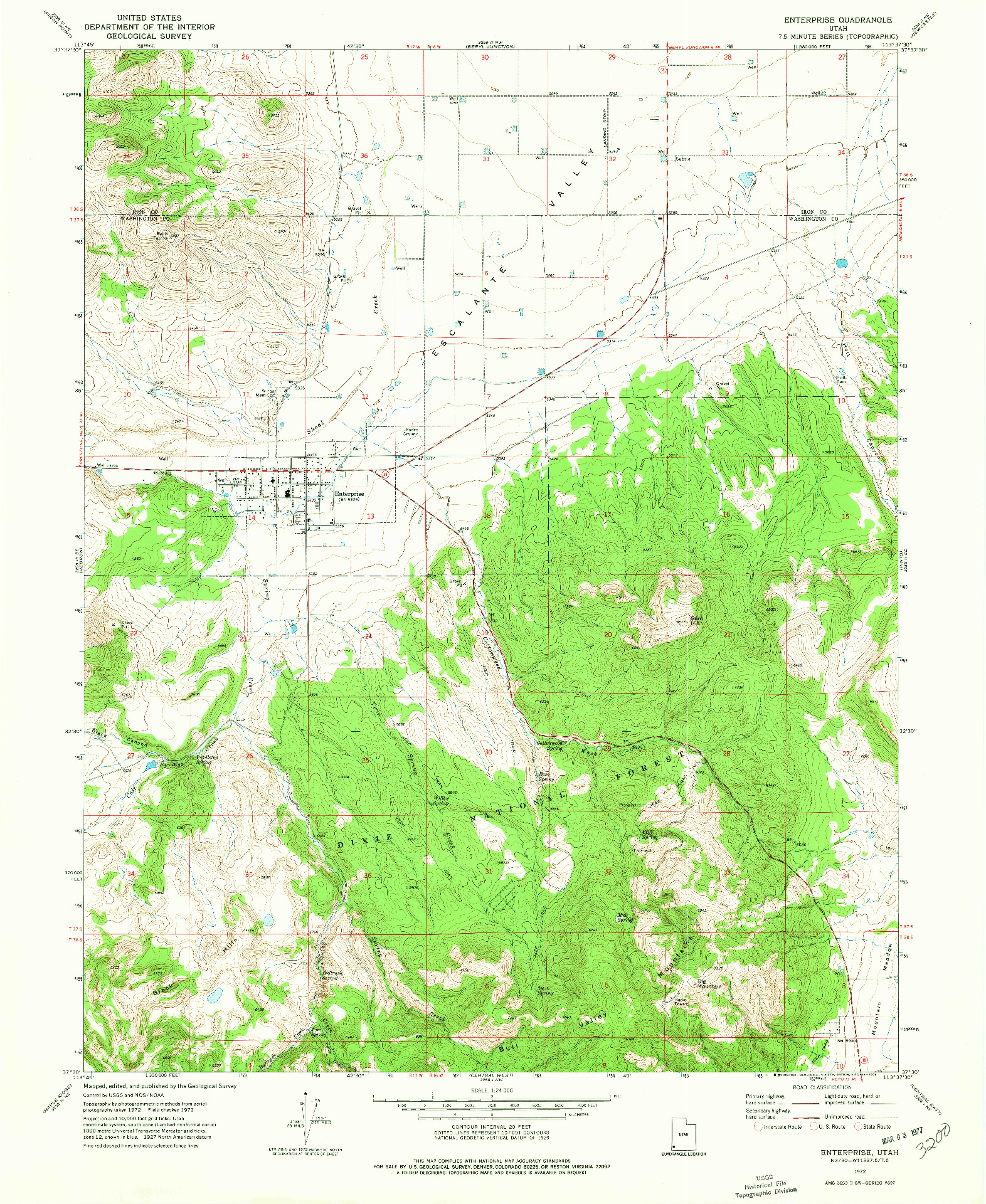 USGS 1:24000-SCALE QUADRANGLE FOR ENTERPRISE, UT 1972