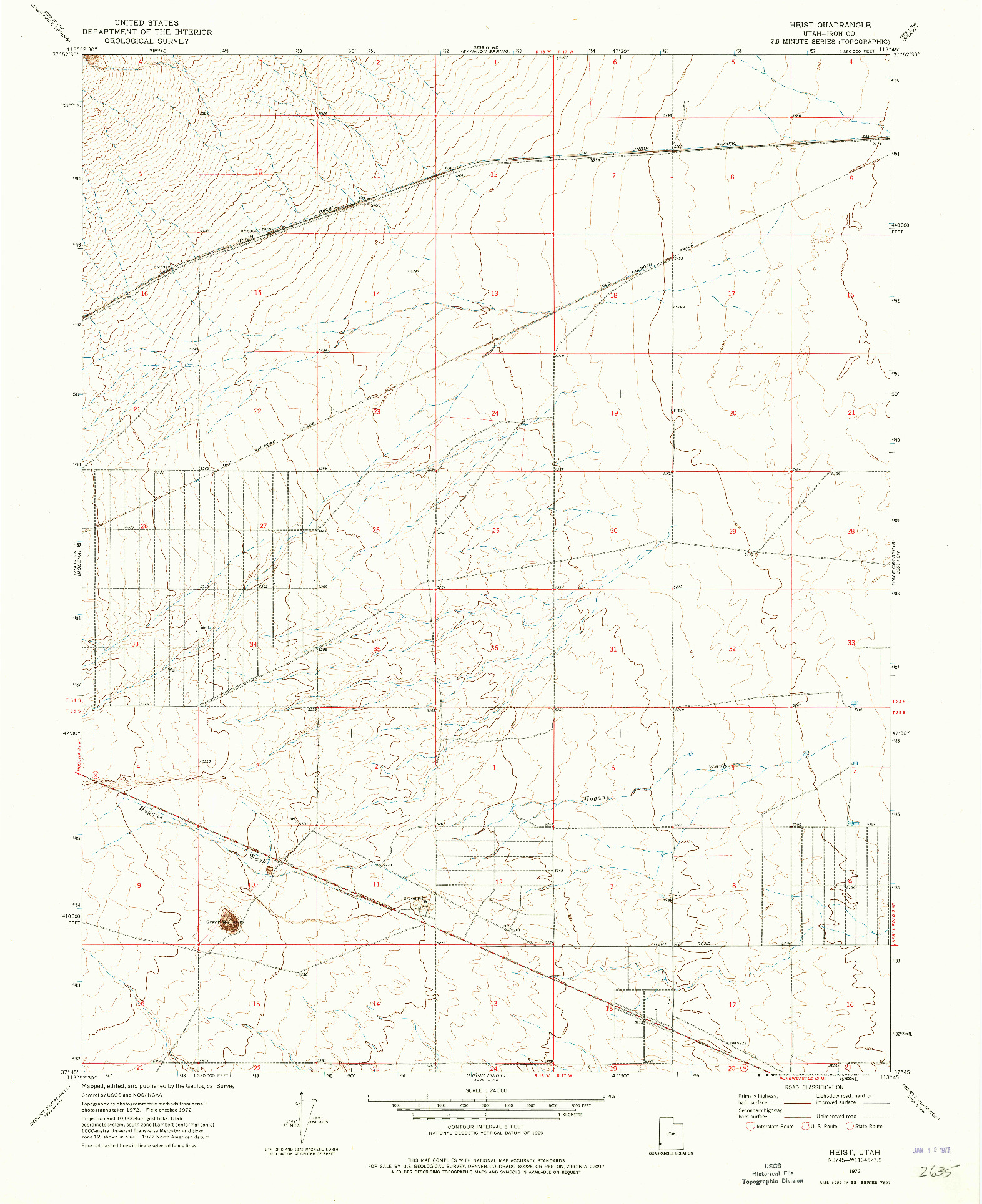 USGS 1:24000-SCALE QUADRANGLE FOR HEIST, UT 1972