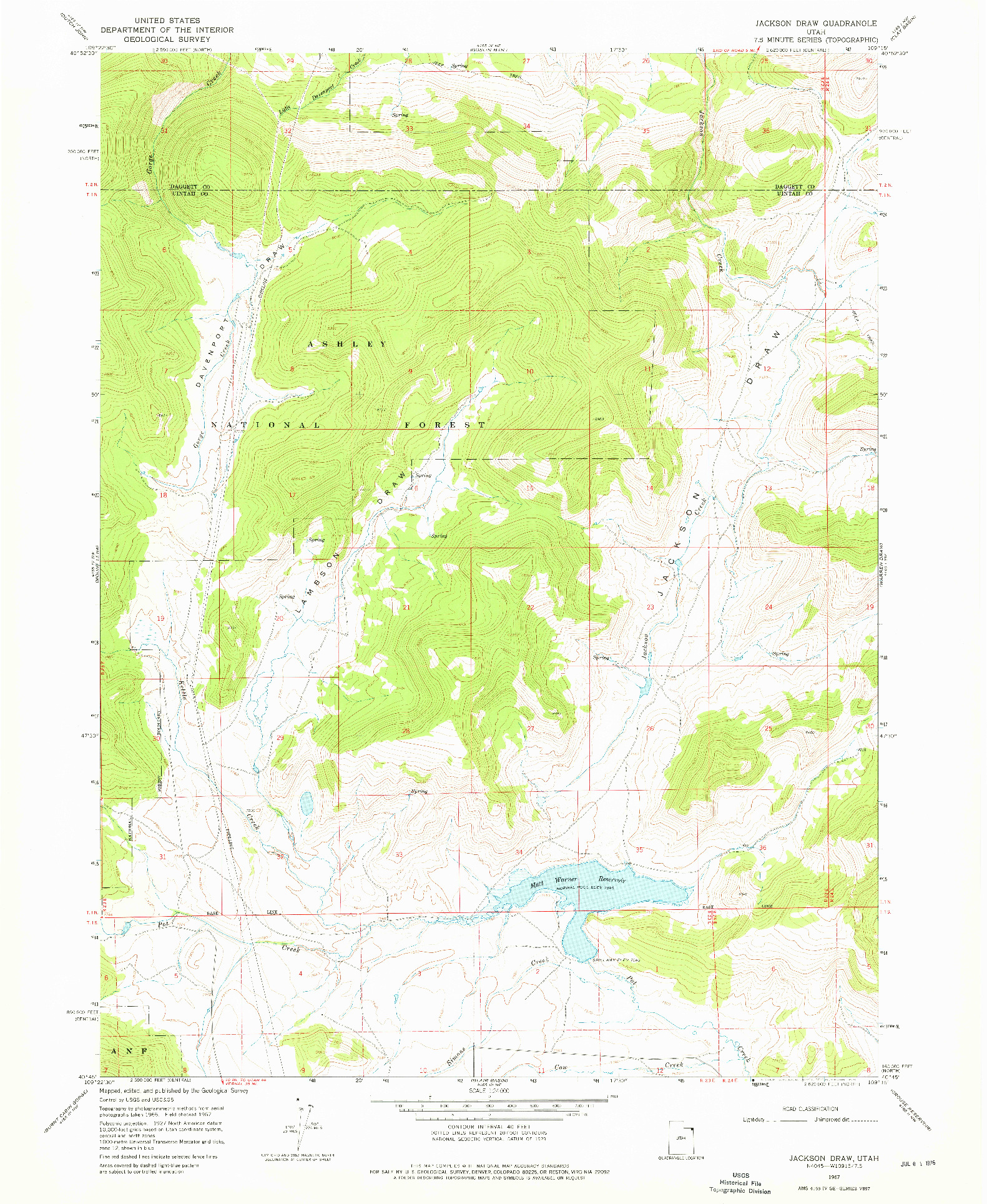 USGS 1:24000-SCALE QUADRANGLE FOR JACKSON DRAW, UT 1967