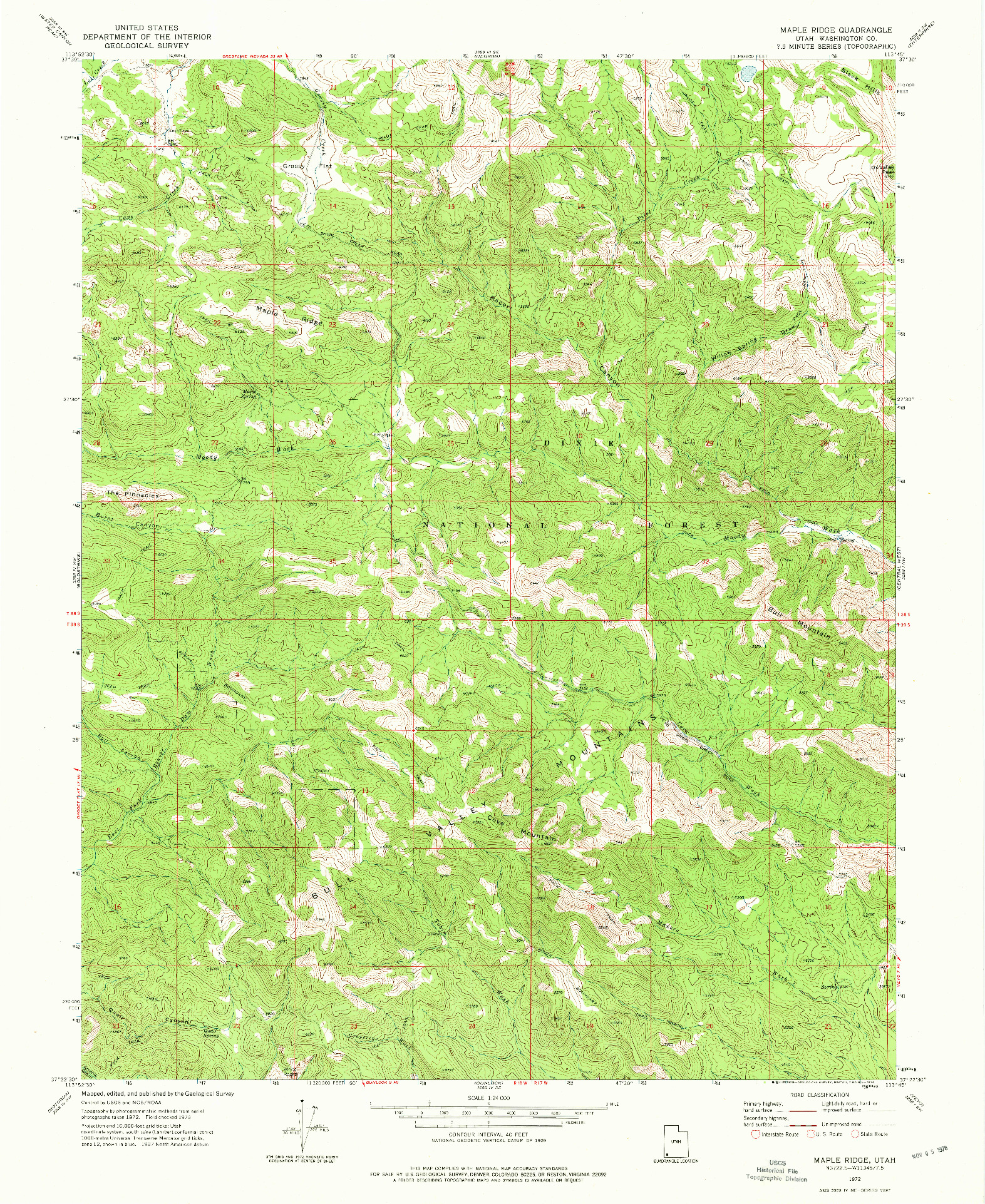 USGS 1:24000-SCALE QUADRANGLE FOR MAPLE RIDGE, UT 1972