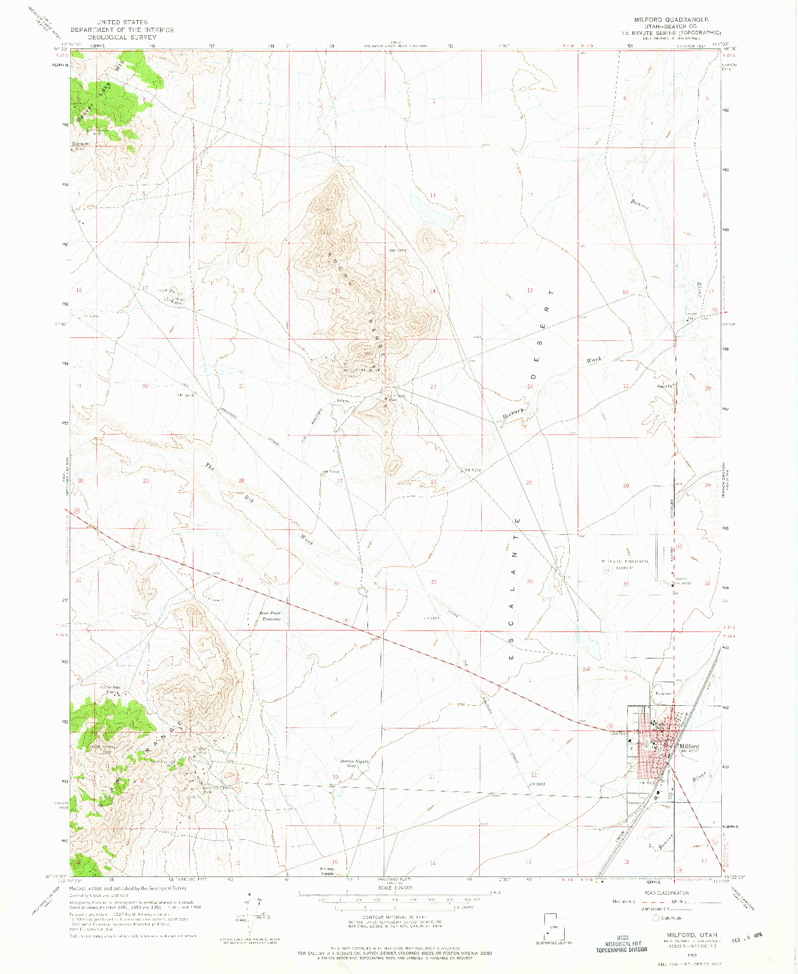 USGS 1:24000-SCALE QUADRANGLE FOR MILFORD, UT 1958