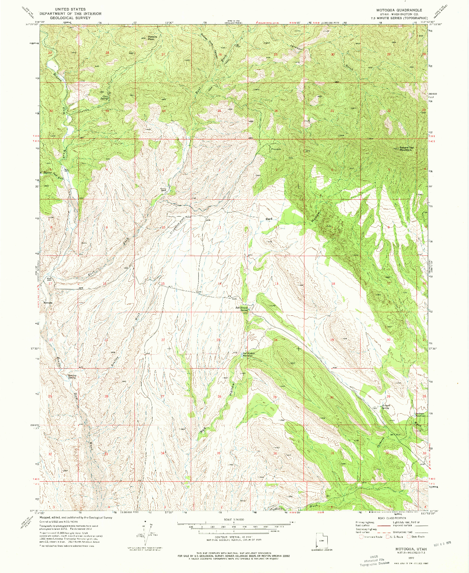 USGS 1:24000-SCALE QUADRANGLE FOR MOTOQUA, UT 1972