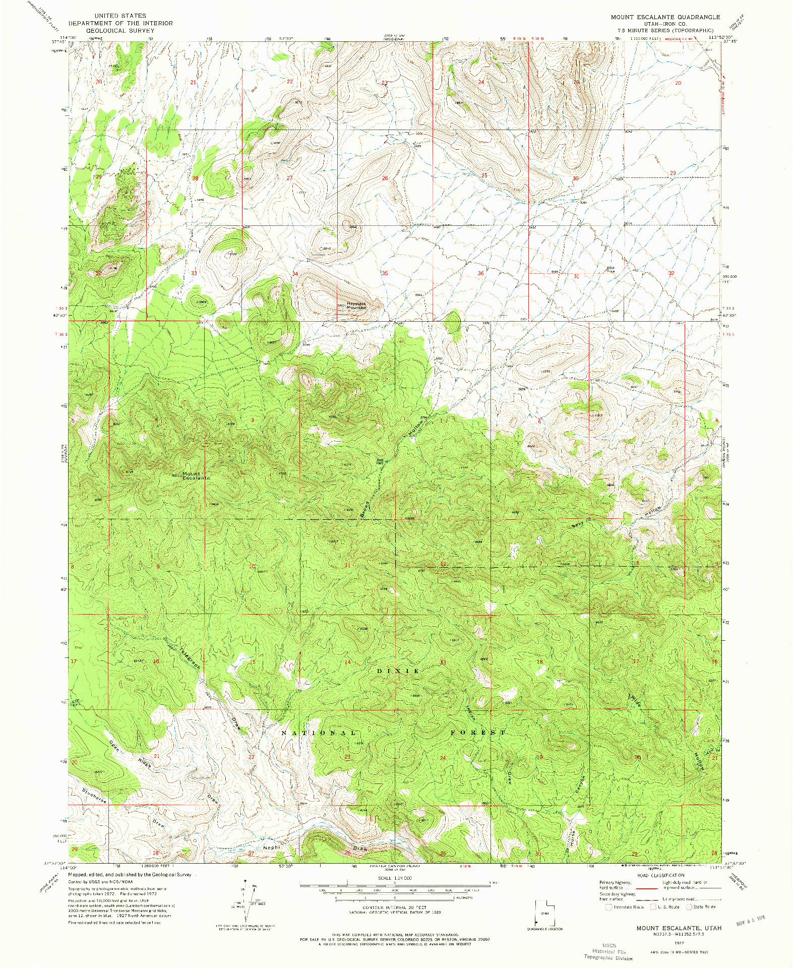 USGS 1:24000-SCALE QUADRANGLE FOR MOUNT ESCALANTE, UT 1972