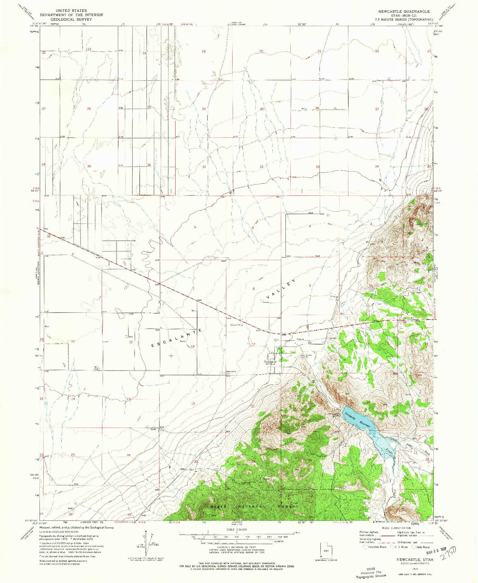 USGS 1:24000-SCALE QUADRANGLE FOR NEWCASTLE, UT 1972