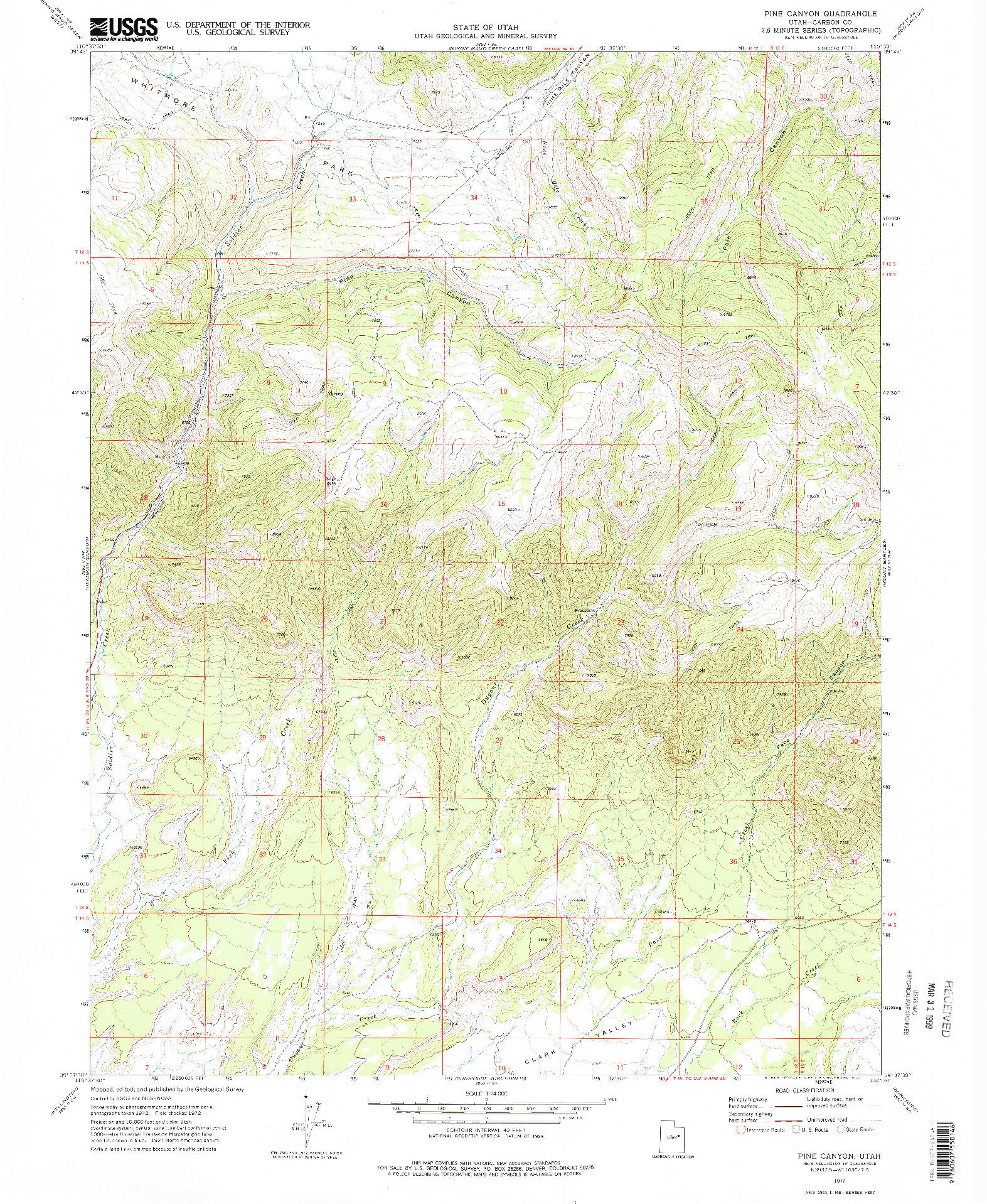 USGS 1:24000-SCALE QUADRANGLE FOR PINE CANYON, UT 1972