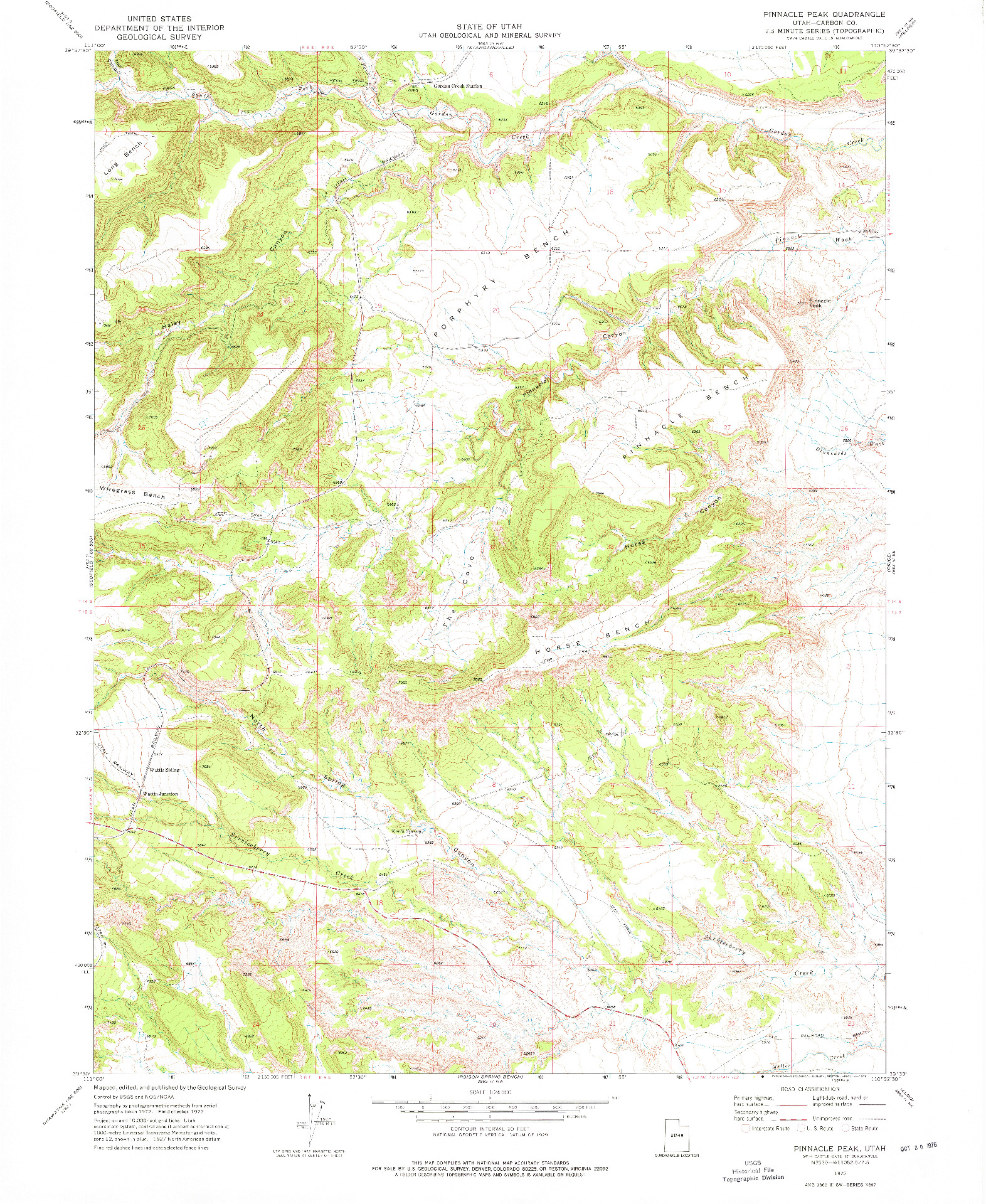 USGS 1:24000-SCALE QUADRANGLE FOR PINNACLE PEAK, UT 1972