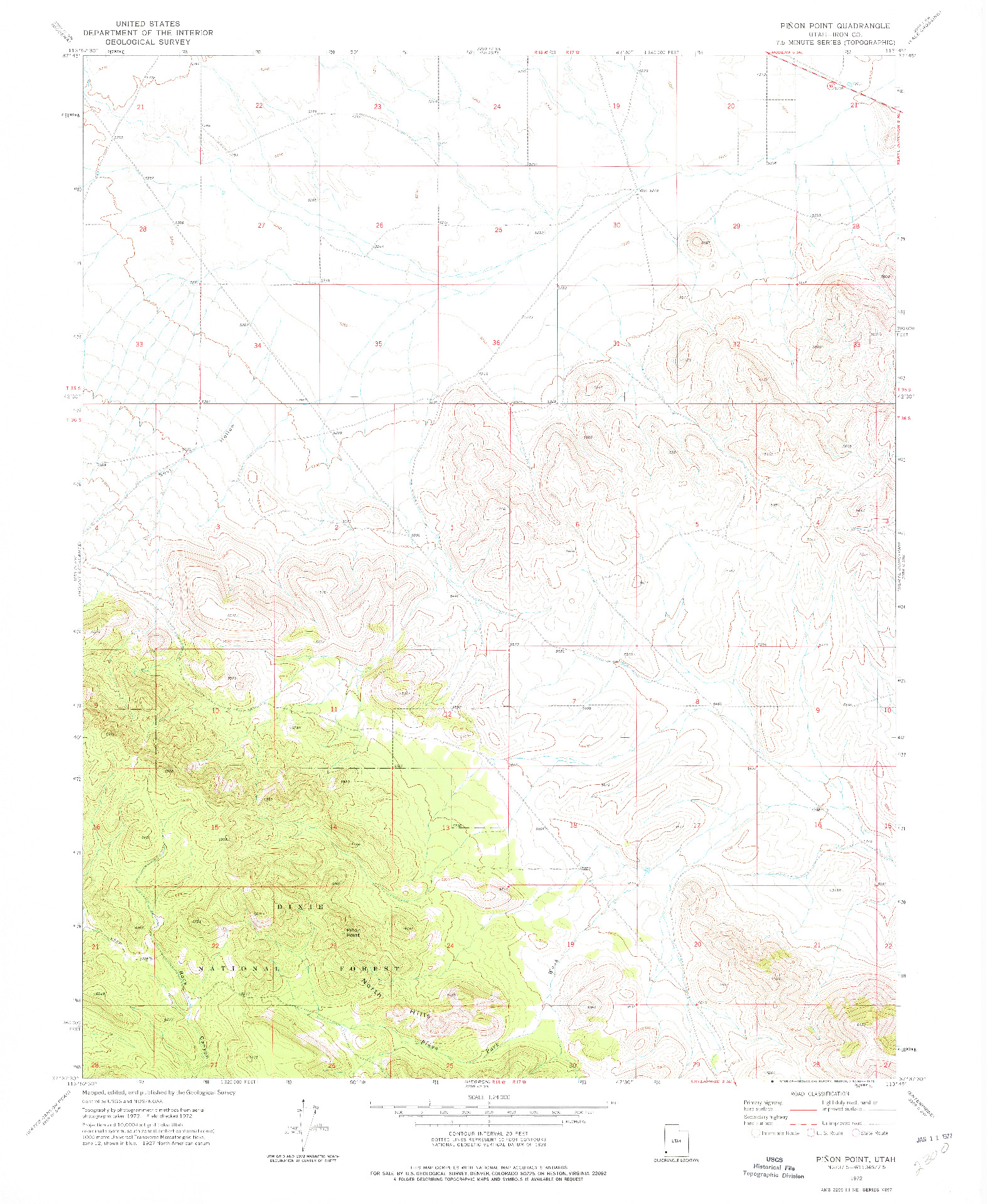 USGS 1:24000-SCALE QUADRANGLE FOR PINON POINT, UT 1972