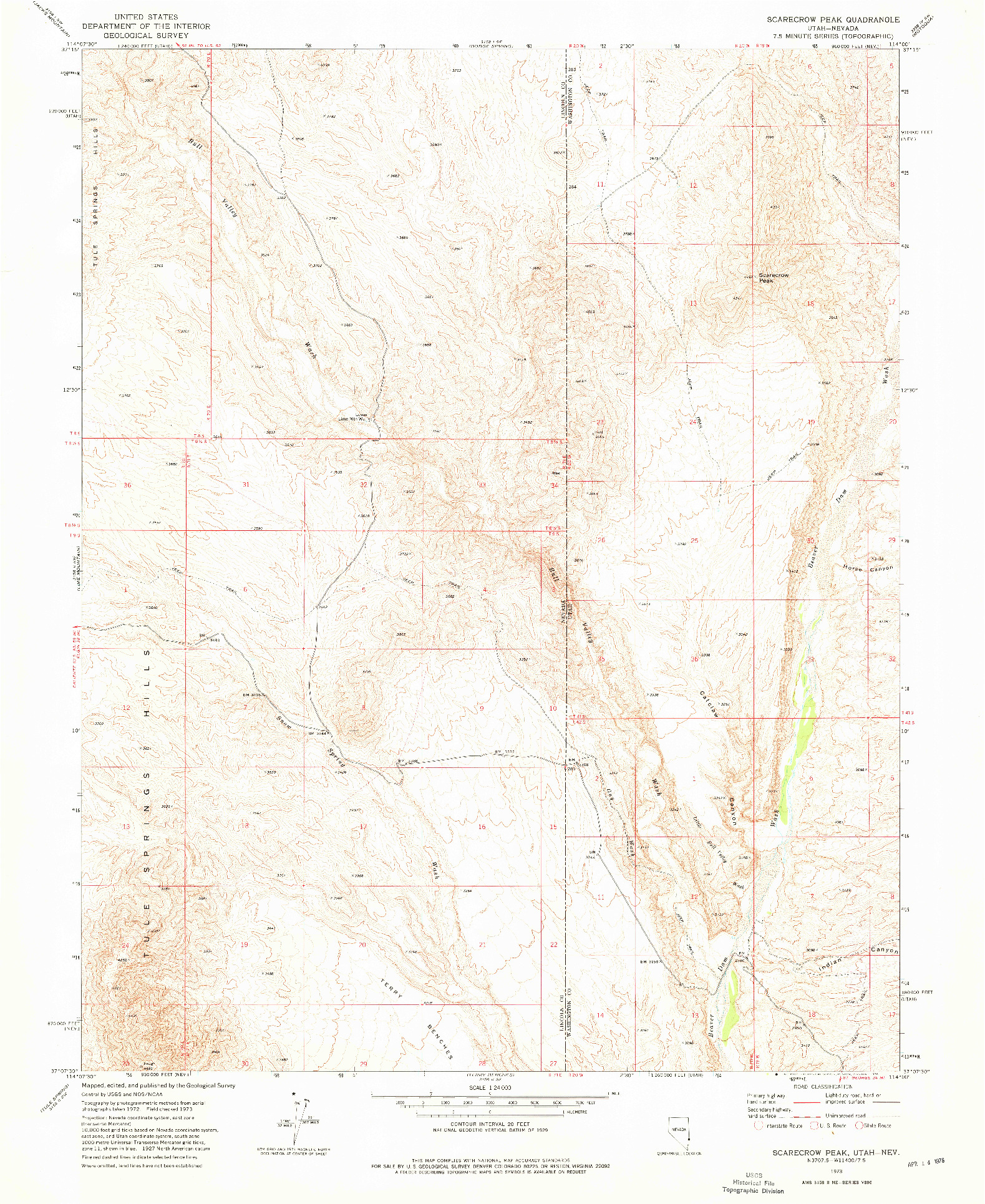 USGS 1:24000-SCALE QUADRANGLE FOR SCARECROW PEAK, UT 1973