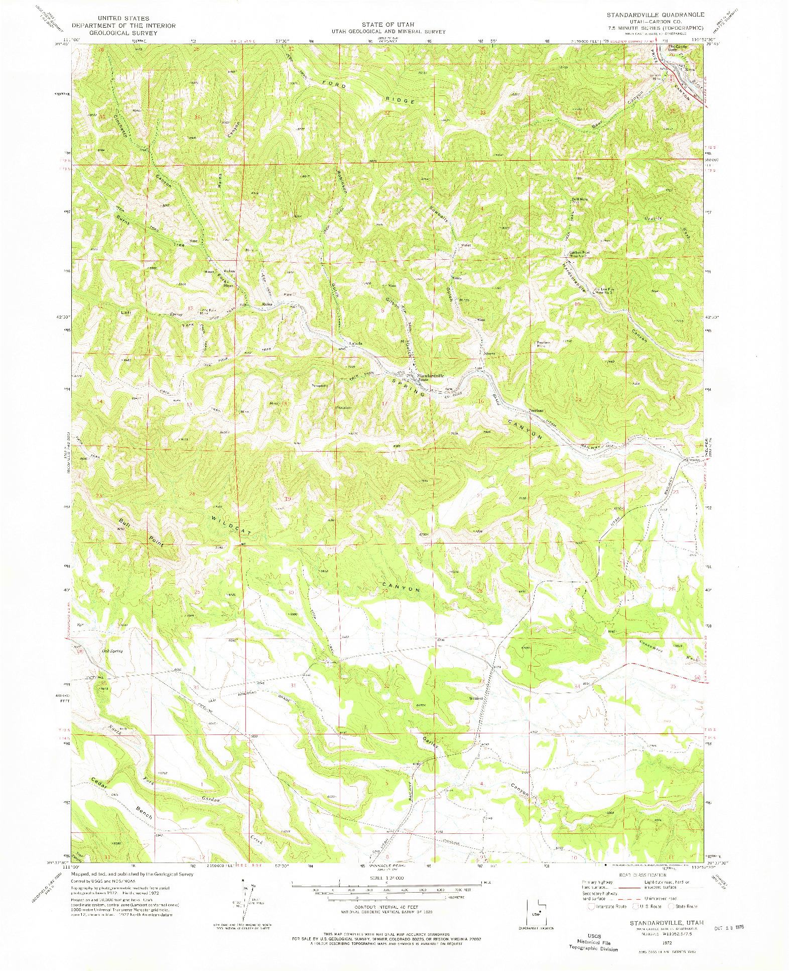 USGS 1:24000-SCALE QUADRANGLE FOR STANDARDVILLE, UT 1972