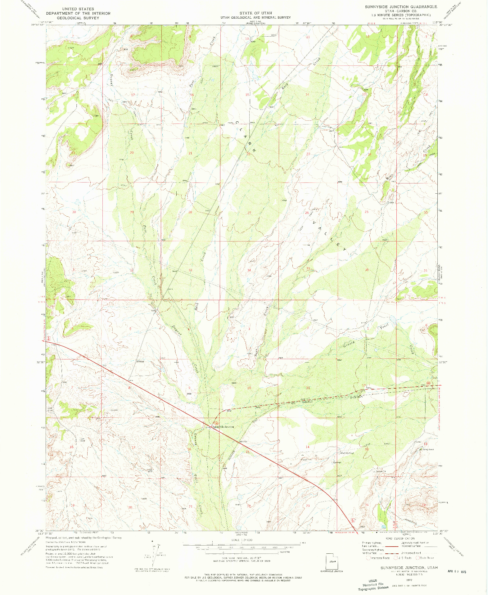 USGS 1:24000-SCALE QUADRANGLE FOR SUNNYSIDE JUNCTION, UT 1972