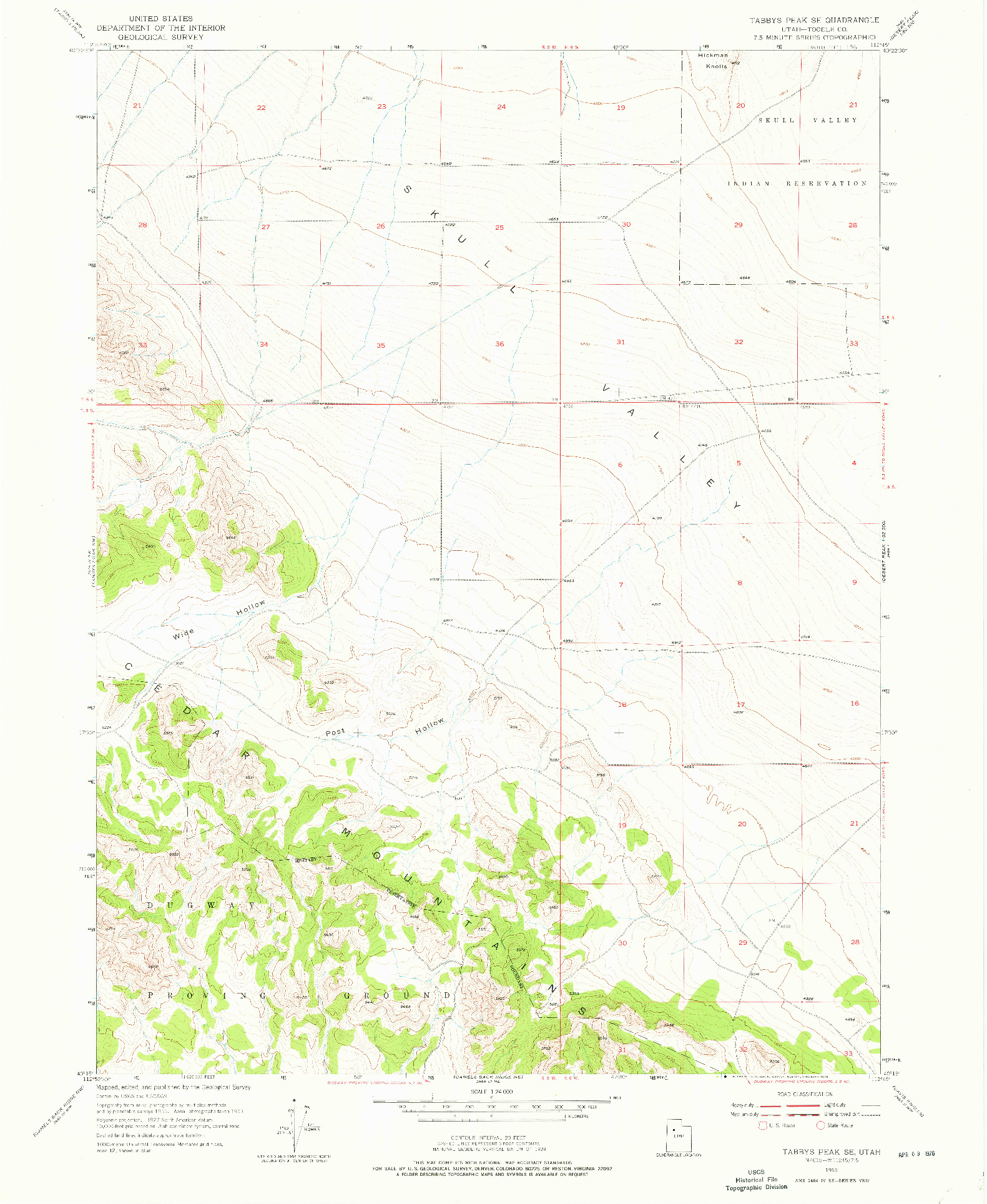 USGS 1:24000-SCALE QUADRANGLE FOR TABBYS PEAK SE, UT 1955