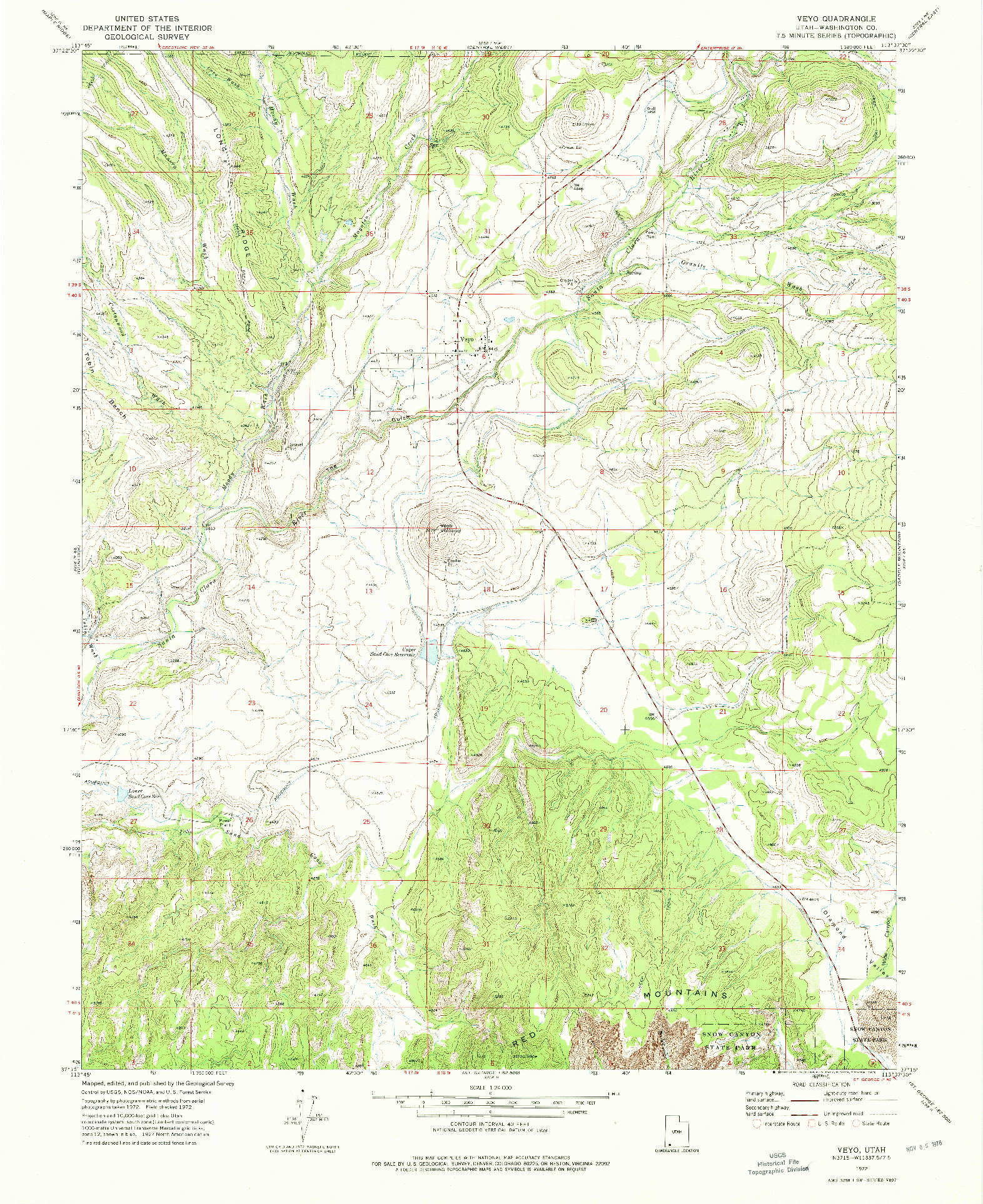 USGS 1:24000-SCALE QUADRANGLE FOR VEYO, UT 1972