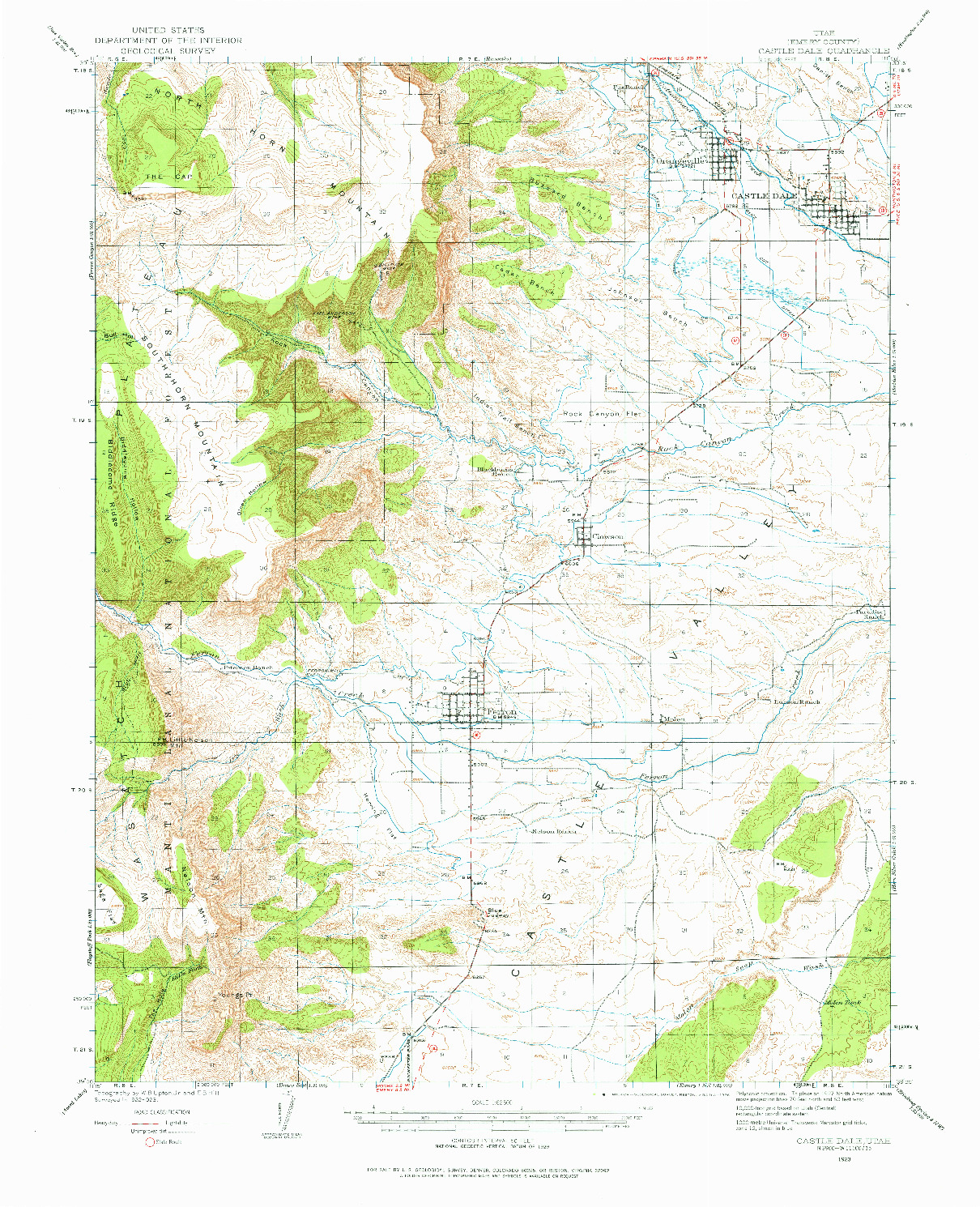 USGS 1:62500-SCALE QUADRANGLE FOR CASTLE DALE, UT 1923