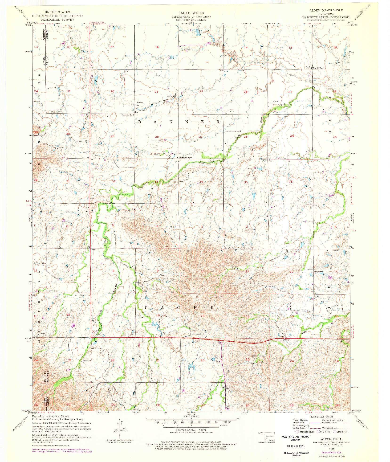 USGS 1:24000-SCALE QUADRANGLE FOR ALDEN, OK 1956