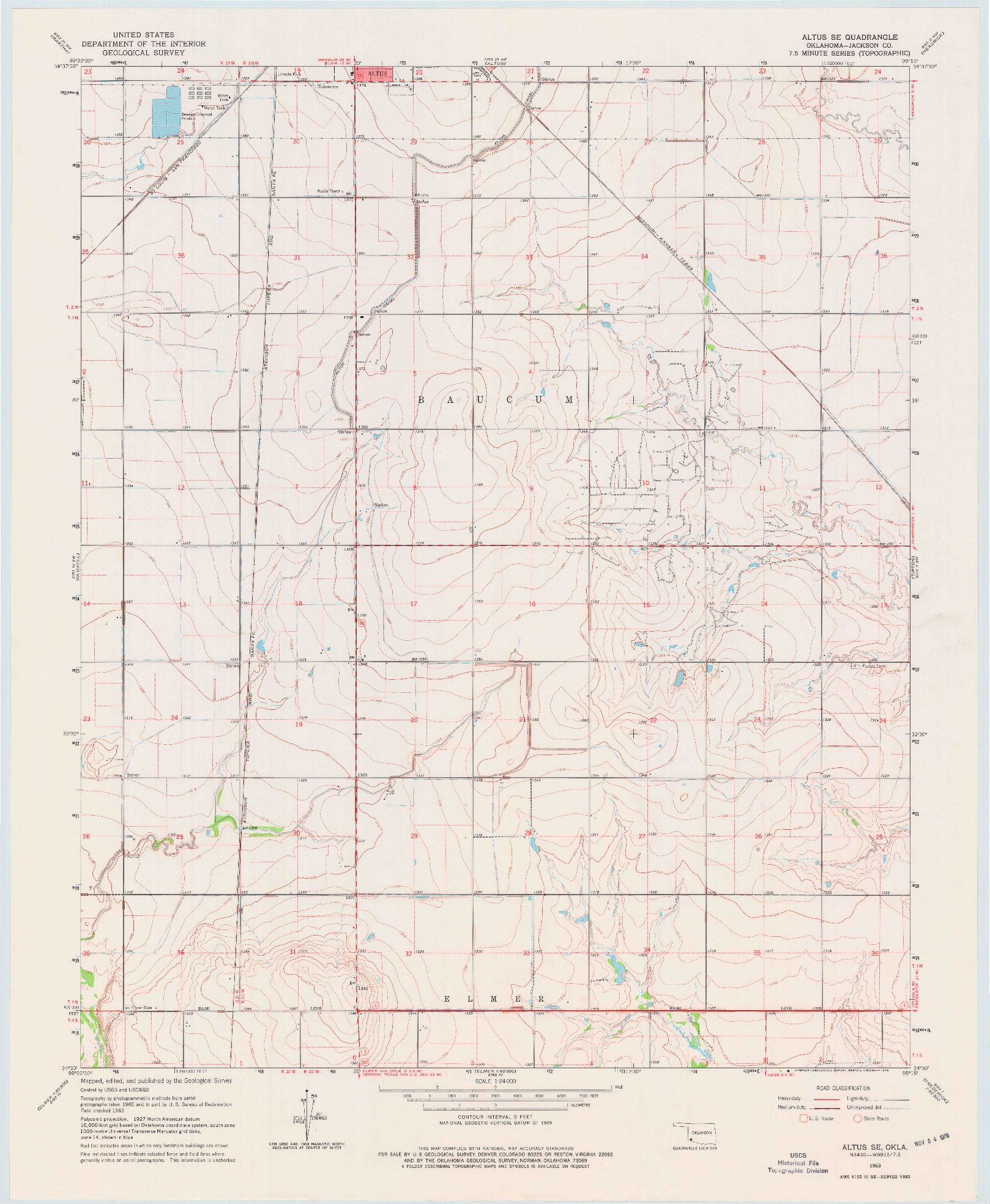USGS 1:24000-SCALE QUADRANGLE FOR ALTUS SE, OK 1963