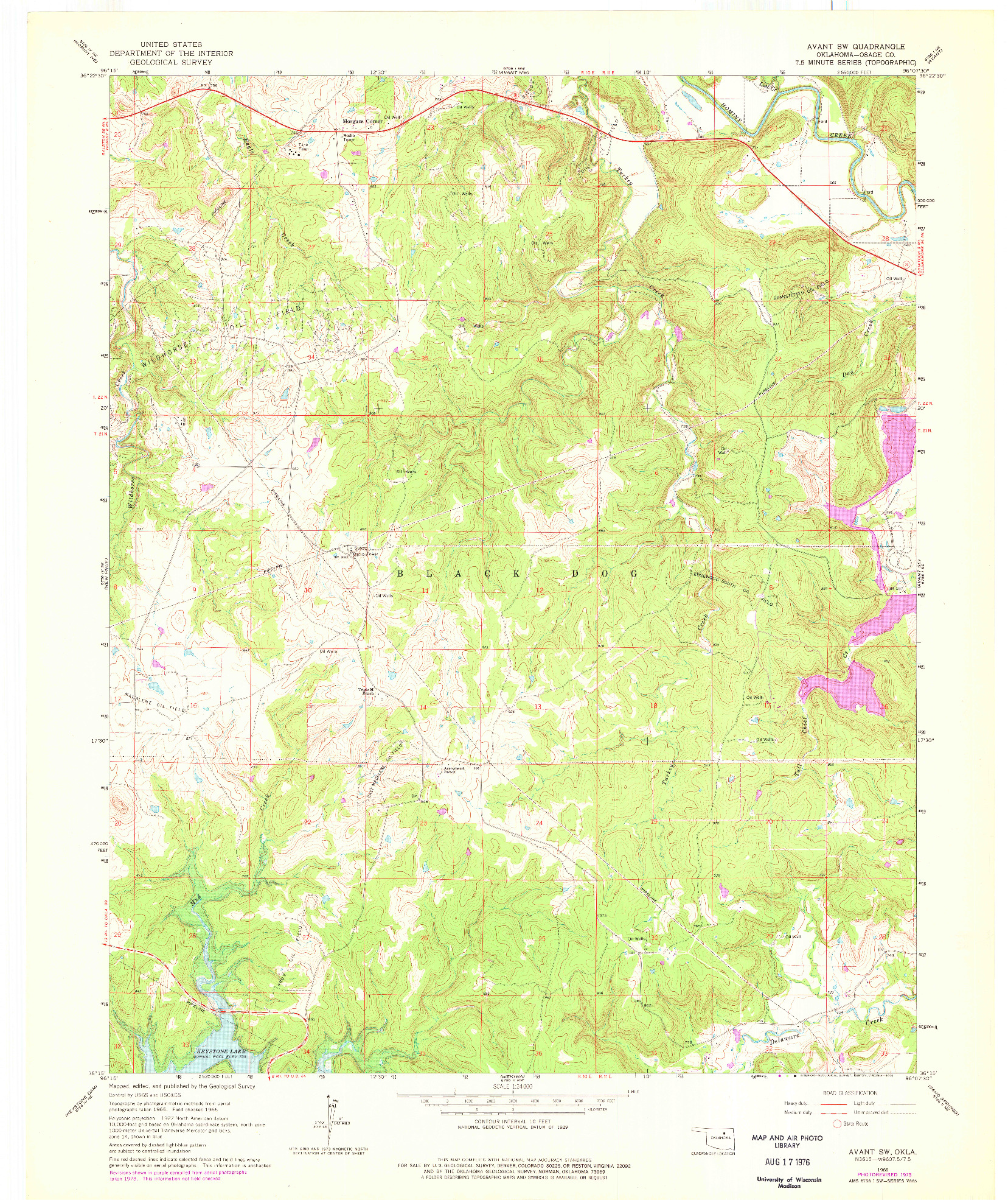 USGS 1:24000-SCALE QUADRANGLE FOR AVANT SW, OK 1966
