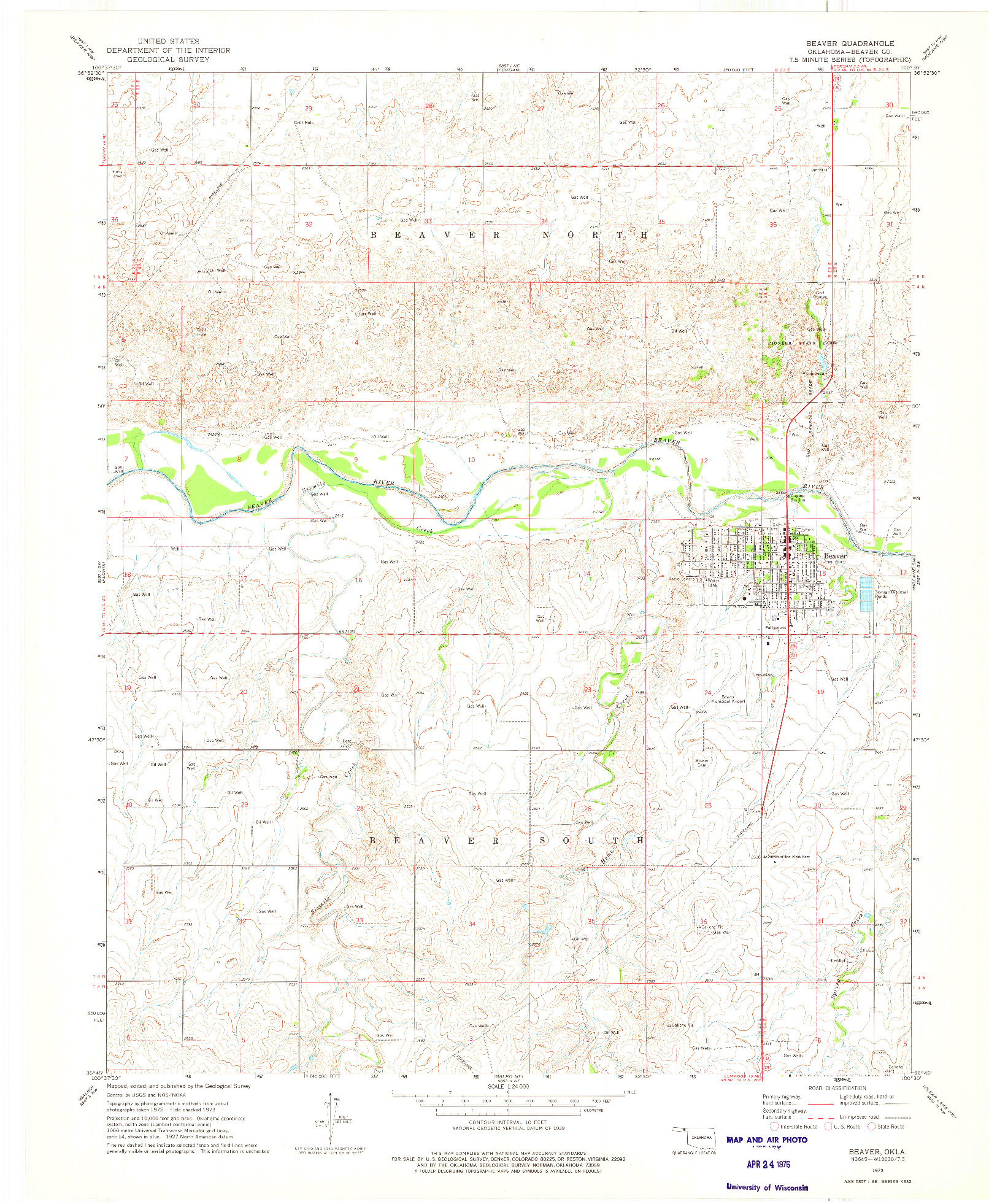 USGS 1:24000-SCALE QUADRANGLE FOR BEAVER, OK 1973