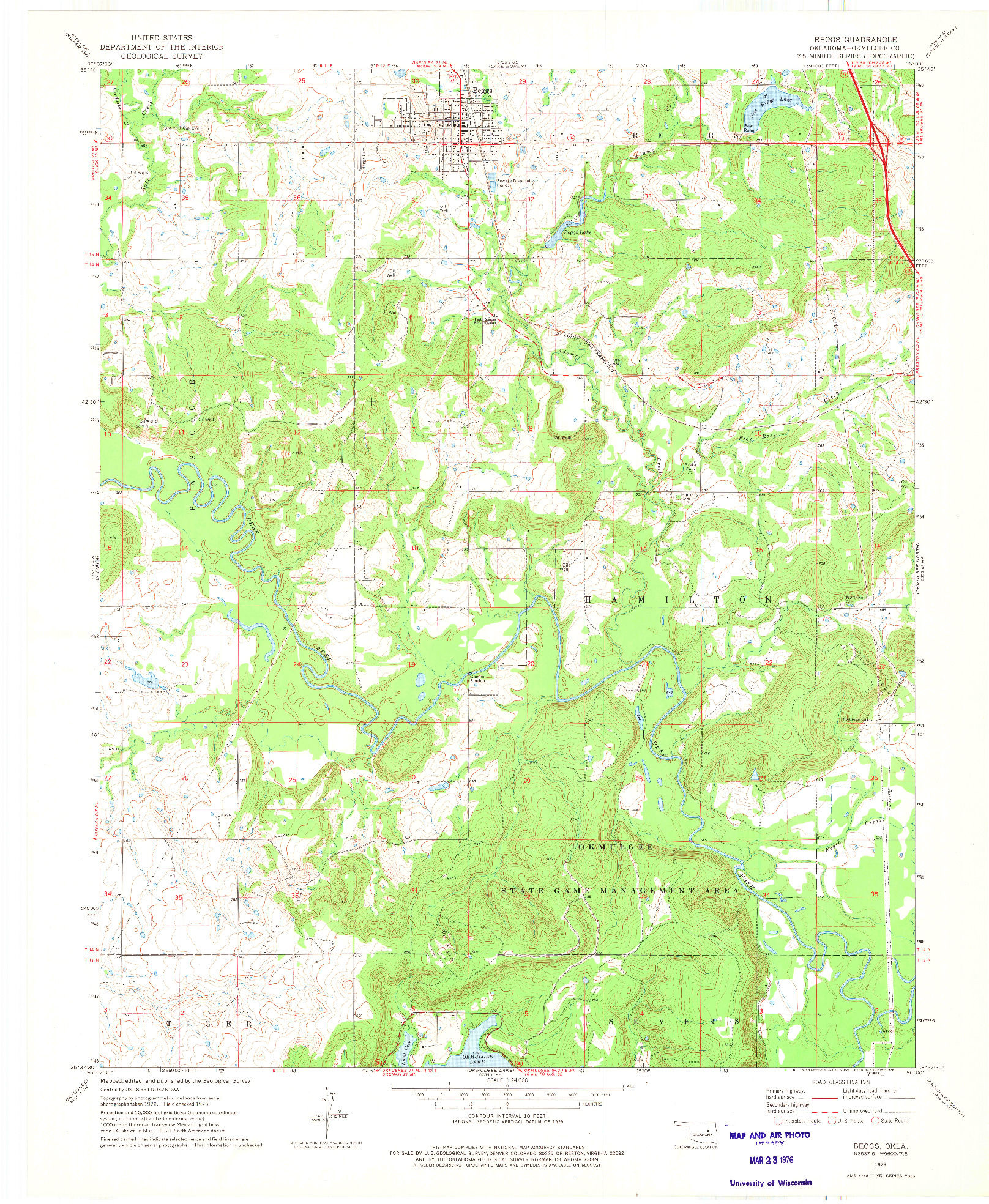 USGS 1:24000-SCALE QUADRANGLE FOR BEGGS, OK 1973