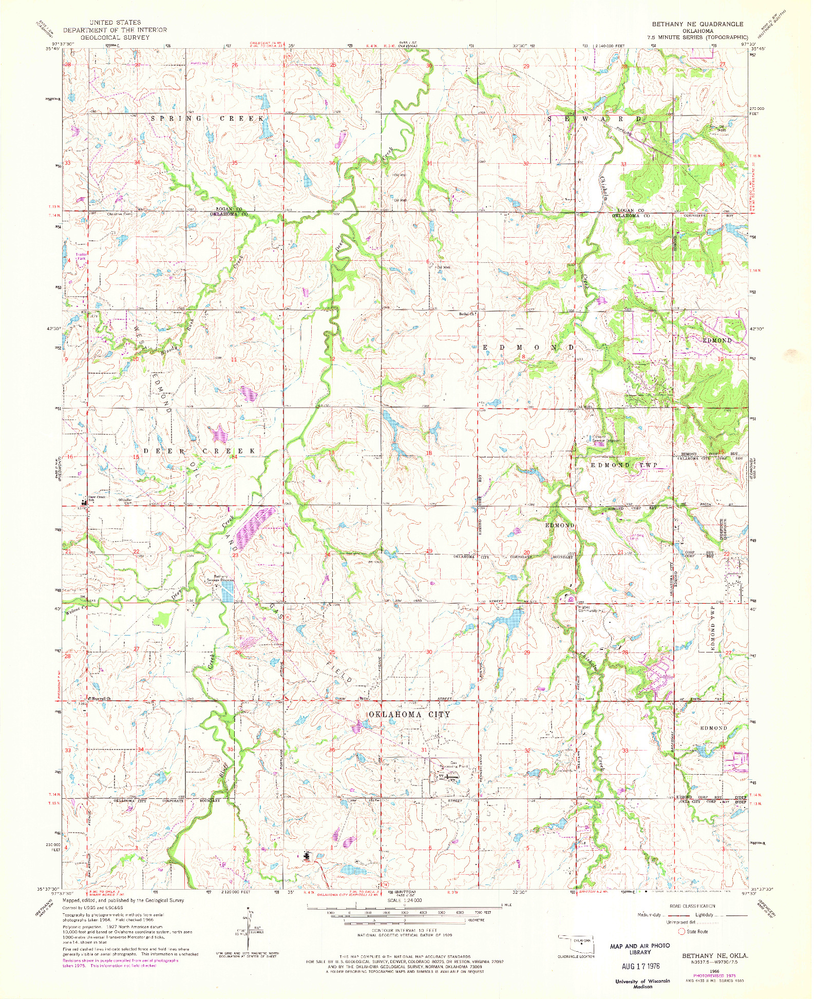 USGS 1:24000-SCALE QUADRANGLE FOR BETHANY NE, OK 1966