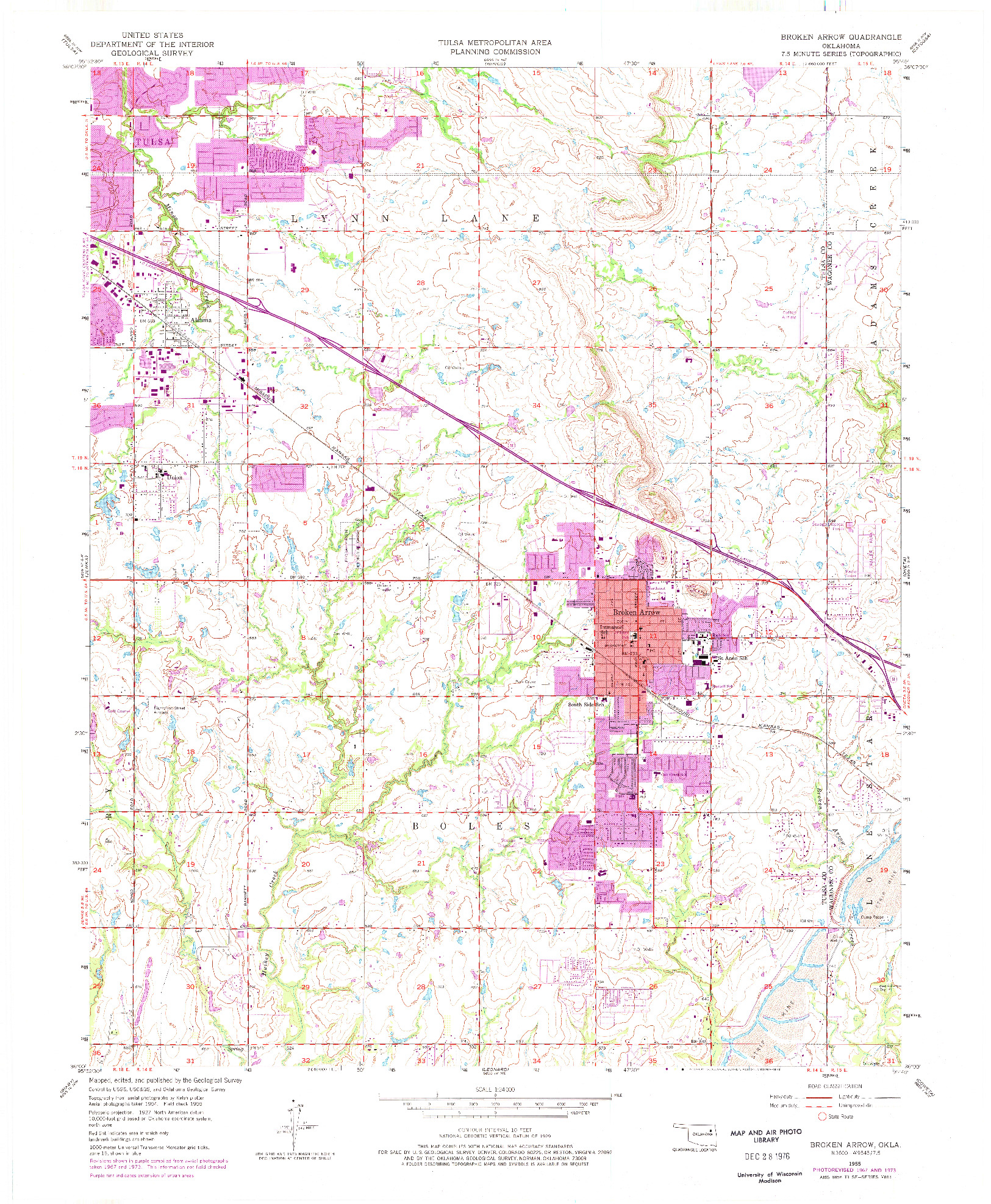 USGS 1:24000-SCALE QUADRANGLE FOR BROKEN ARROW, OK 1955